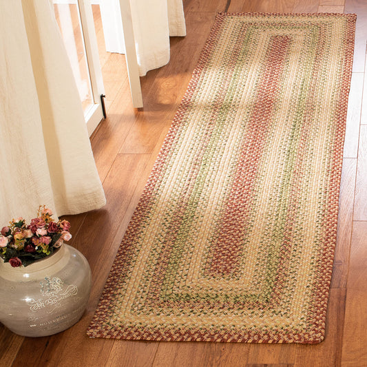 SAFAVIEH Washable Rug Outdoor Braided Collection - 2'3" x 12' Runner, Rust & Multi, Handmade & Reversible, Non-Shedding & Easy to Clean, Ideal for Patio, Backyard, Mudroom (BRD303A)