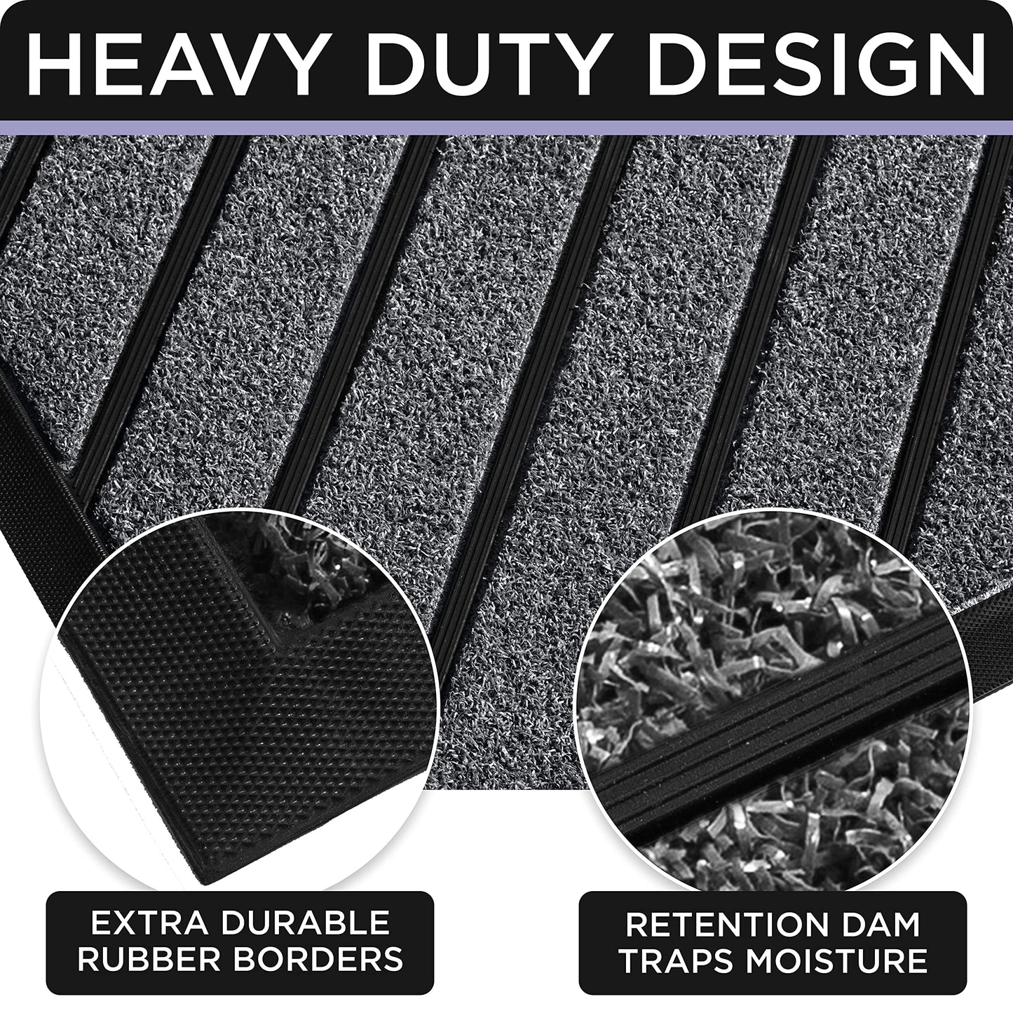 ubdyo Extra Durable Doormat - Efficient Dirt Trapping Door Mat - Ideal for Entryway - No-Slip, Washable Front Entrance Mat - 30'' x 17'' - Dark Grey
