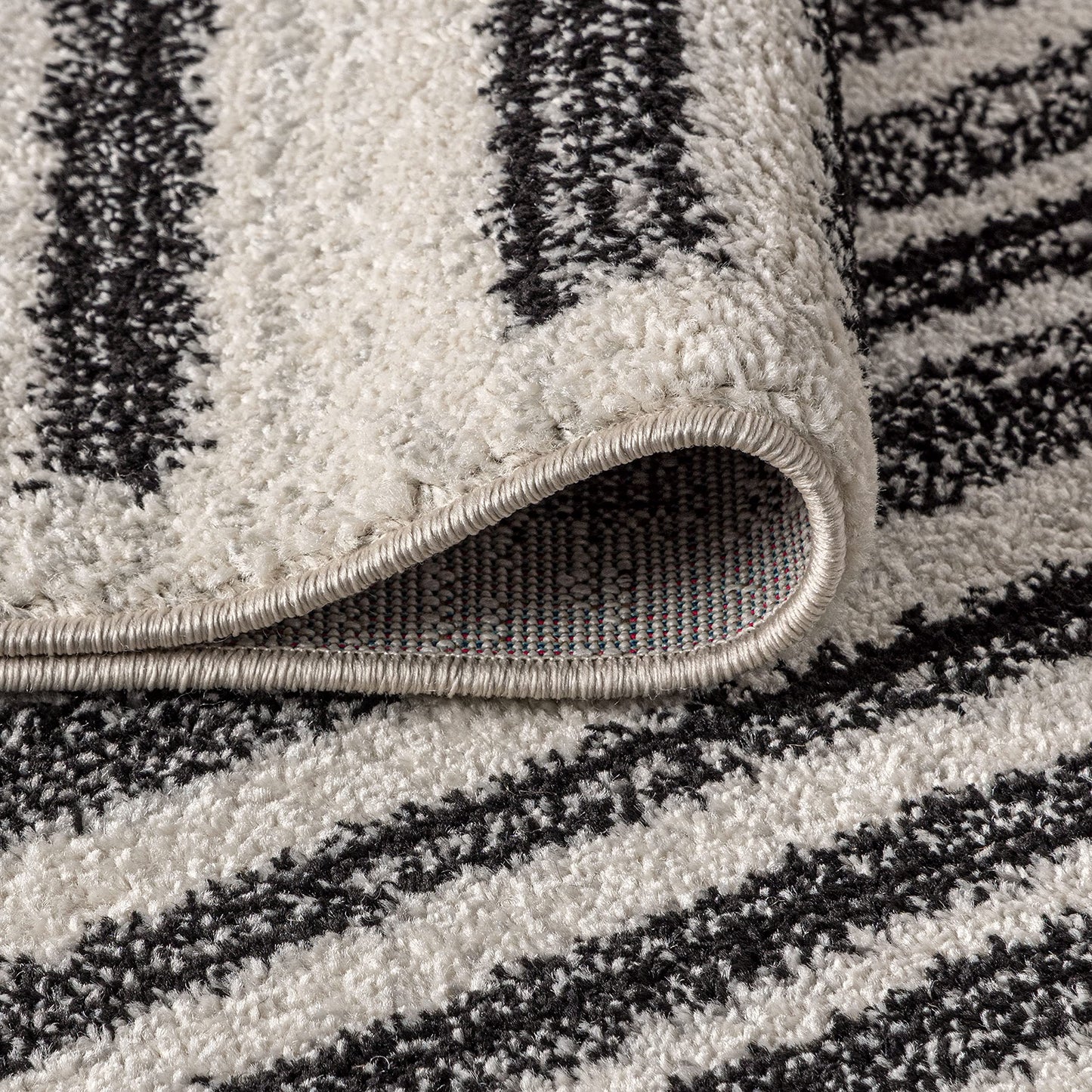 JONATHAN Y Khalil Modern Berber Stripe Cream/Black 8' Round Indoor Area Rug, Contemporary, Bohemian, Easy-Cleaning for Living Room, Bedroom, Kitchen, Pet Friendly, Non-Shedding (MOH207A-8R)