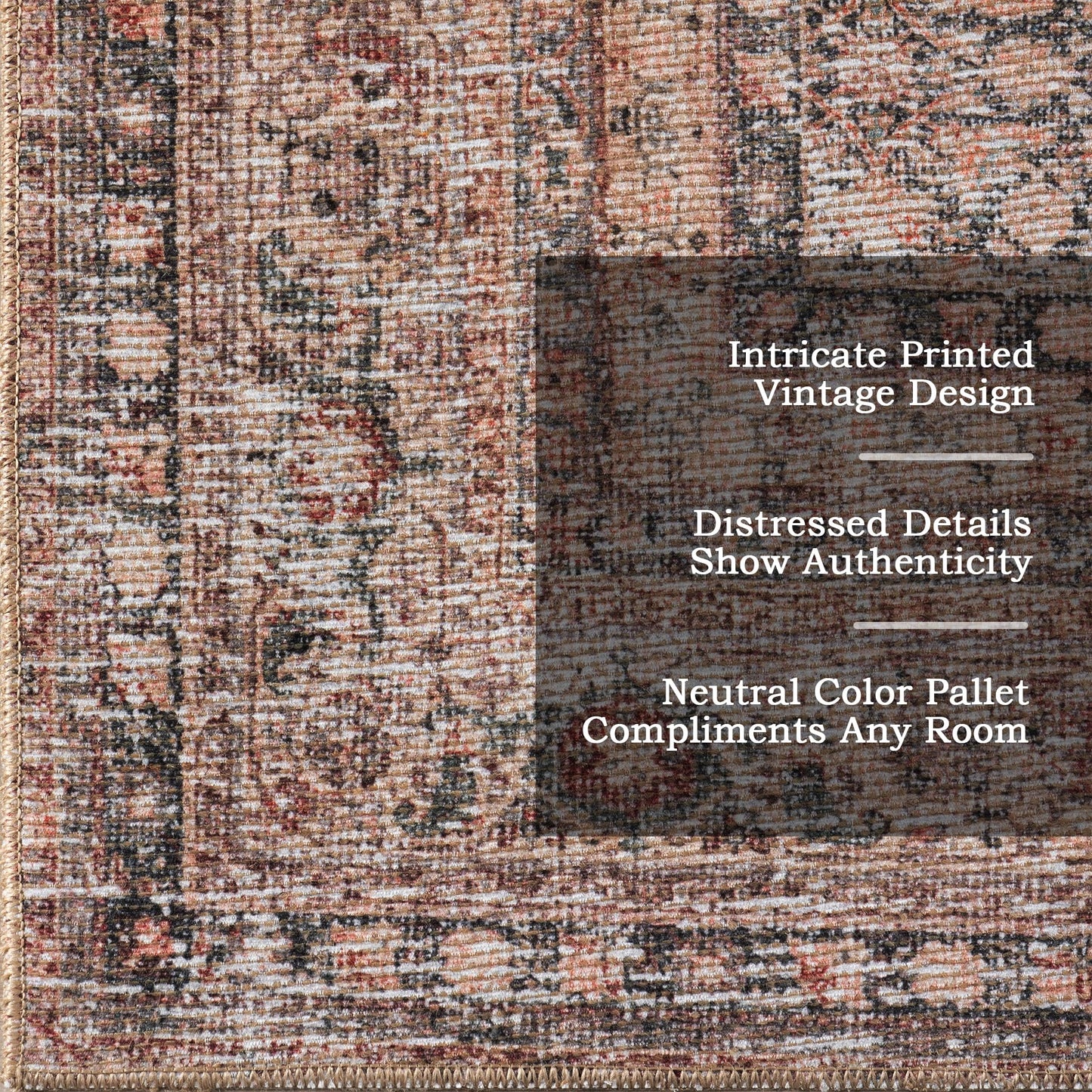 Nuloom Hillstone Collection Olene Light Brown/Brown, 2'8" x 8', Vintage Medallion, Soft and Cozy, High Traffic, Stain Resistant, Easy Clean, Durable Area Rug for Bedroom, Living Room, Dining, Foyer