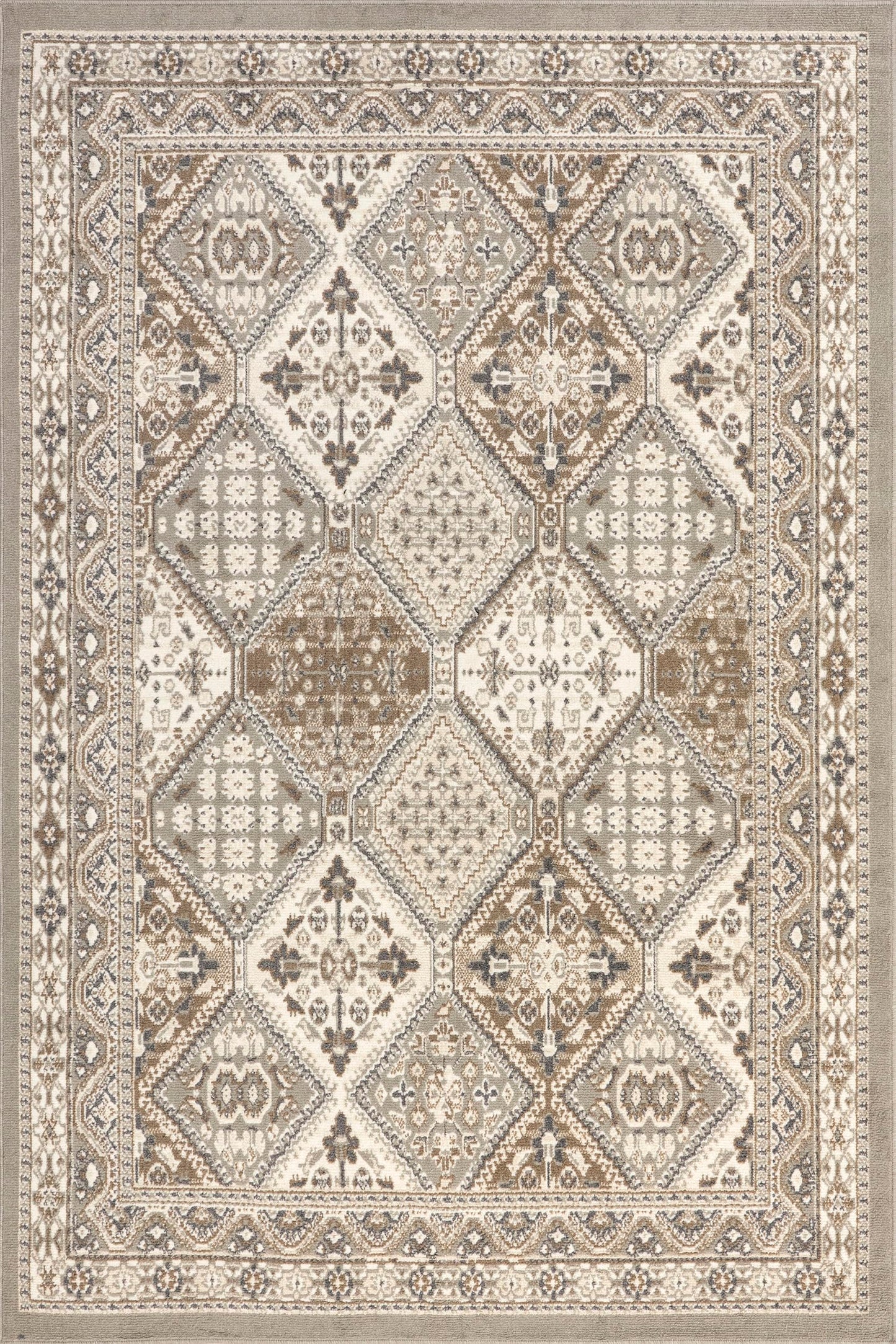 nuLOOM 8x10 Becca Traditional Tiled Area Rug, Taupe, Faded Transitional Design, Stain Resistant, For Bedroom, Dining Room, Living Room, Hallway, Office, Kitchen, Entryway