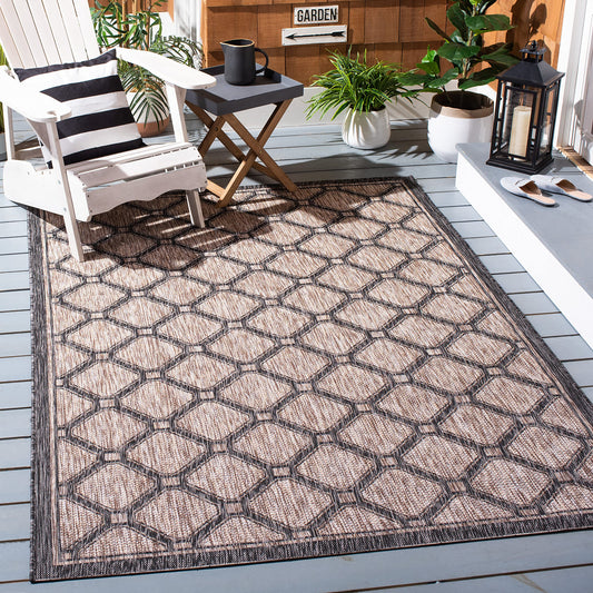 SAFAVIEH Courtyard Collection 2' x 3'7" Natural / Black CY8471 Indoor/ Outdoor Waterproof Easy Cleaning Patio Backyard Mudroom Accent Rug