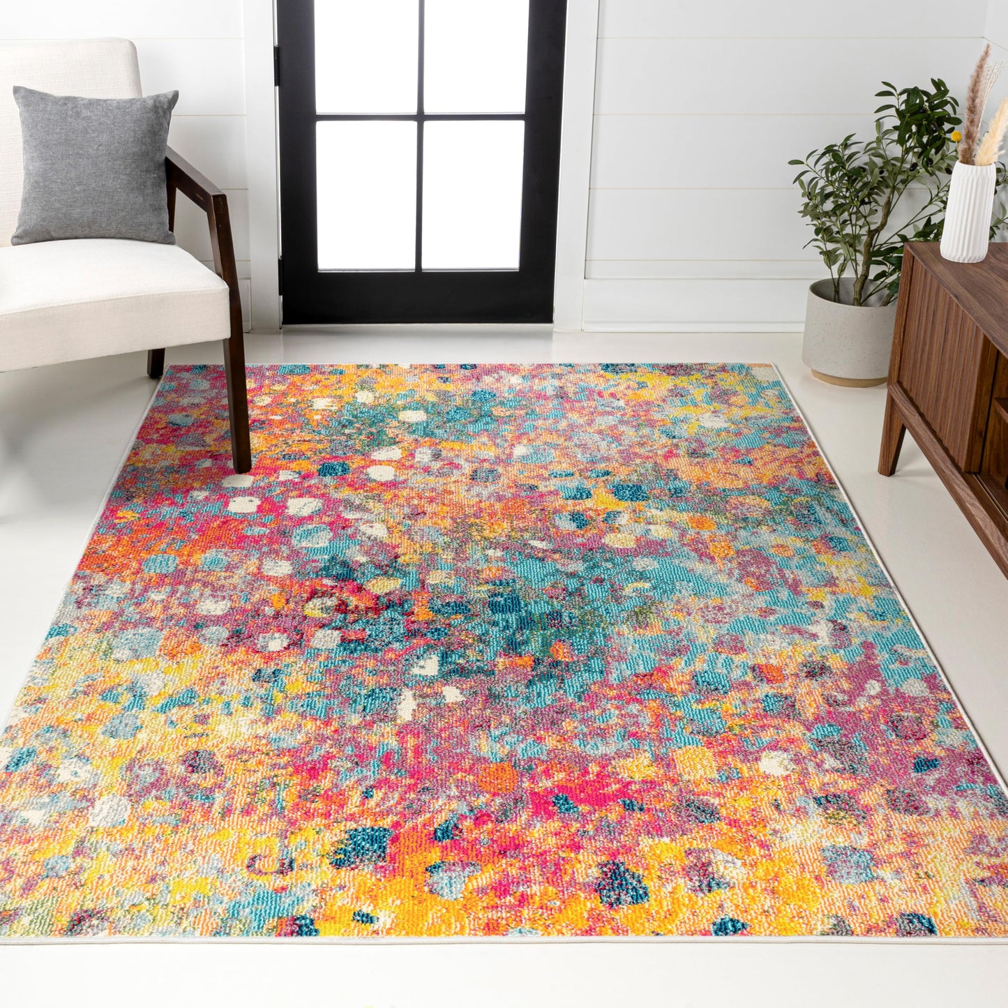 JONATHAN Y Modern Abstract Multi/Yellow Indoor Area Rug, 8x10, Contemporary POP, Transitional, Easy-Cleaning for Living Room, Bedroom, Kitchen, Pet Friendly, Non-Shedding (CTP108A-8)