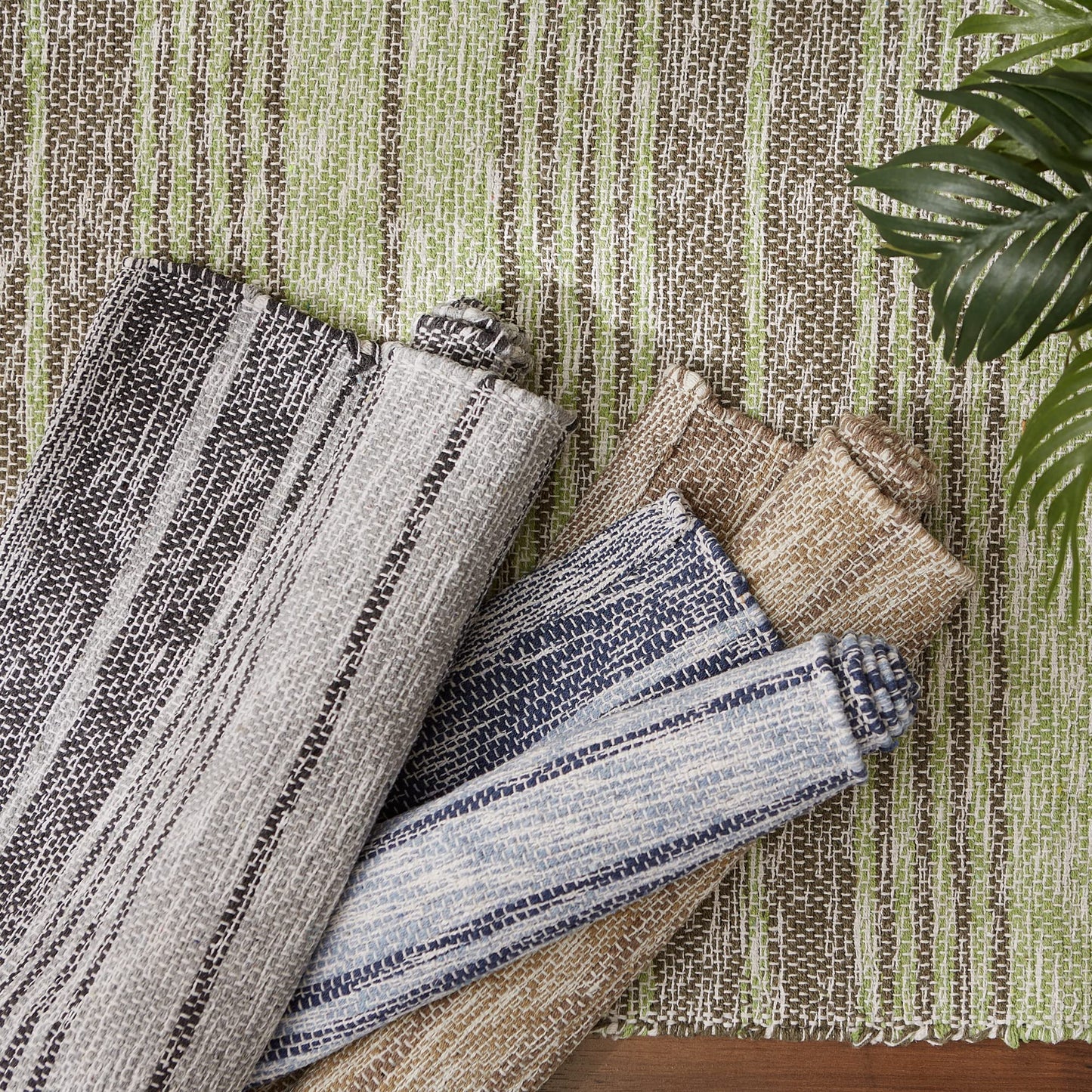 DII Woven Rag Rug Collection Recycled Yarn Variegated Rustic Stripe, 2x3', Stone