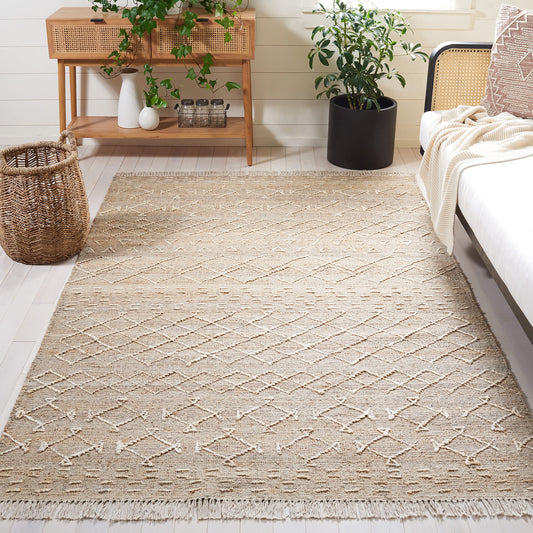 SAFAVIEH Natural Fiber Collection Accent Rug - 4' x 6', Natural & Ivory, Handmade Boho Fringe Jute, Ideal for High Traffic Areas in Entryway, Living Room, Bedroom (NFB405A)
