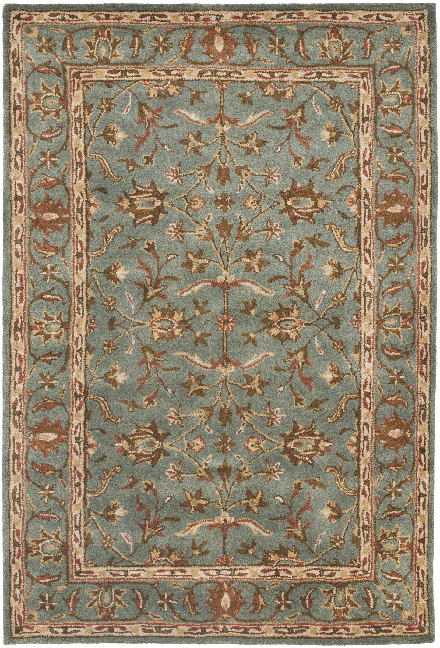 SAFAVIEH Heritage Collection Accent Rug - 4' x 6', Blue & Blue, Handmade Traditional Oriental Wool, Ideal for High Traffic Areas in Entryway, Living Room, Bedroom (HG969A)