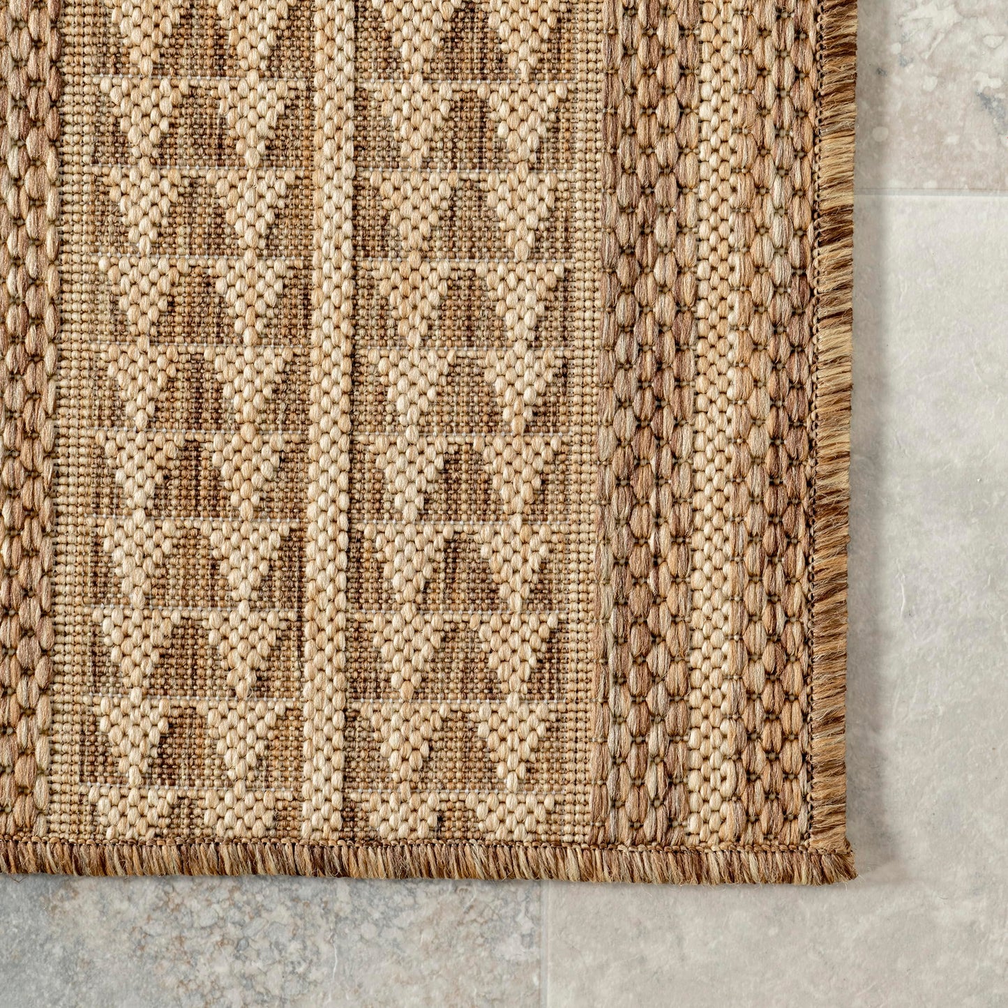 nuLOOM 4x6 Outdoor/Indoor Ranya Tribal Area Rug, Light Brown, Geometric Design, Stain Resistant, Highly Durable, For Patio, Balcony, Bedroom, Dining Room, Living Room, Bathroom