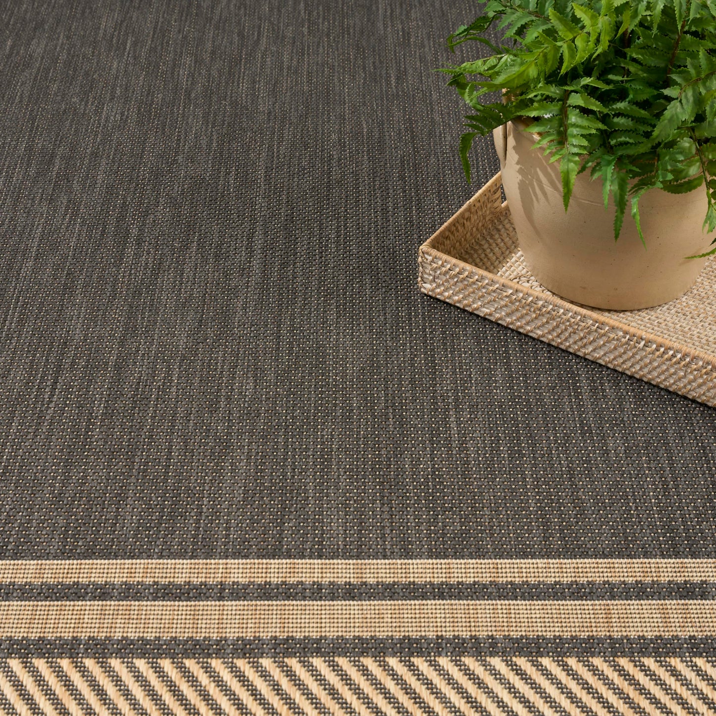Nourison Home Horizon Indoor/Outdoor Charcoal 4' x 6' Area Rug - Easy Clean, Non Shedding, Bed Room, Living Room, Dining Room, Kitchen (4' x 6')