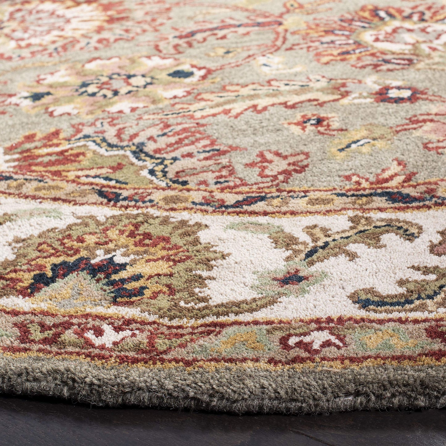 SAFAVIEH Classic Collection 7'6" x 9'6" Oval Celadon / Ivory CL359B Handmade Traditional Oriental Premium Wool Area Rug