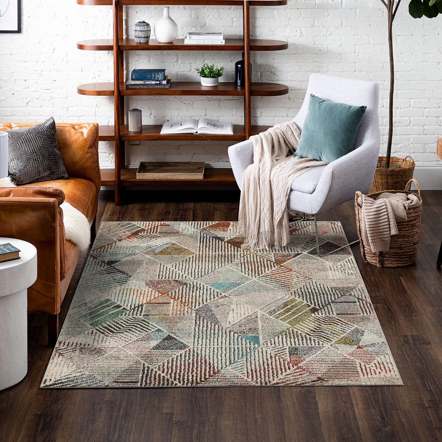 Mohawk Home Cantu Light Grey 7' 10" x 10' Modern Geometric Area Rug Perfect for Living Room, Dining Room, Office