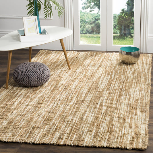 SAFAVIEH Natural Fiber Collection Accent Rug - 4' x 6', Natural & Cream, Handmade Jute, Ideal for High Traffic Areas in Entryway, Living Room, Bedroom (NF260A)