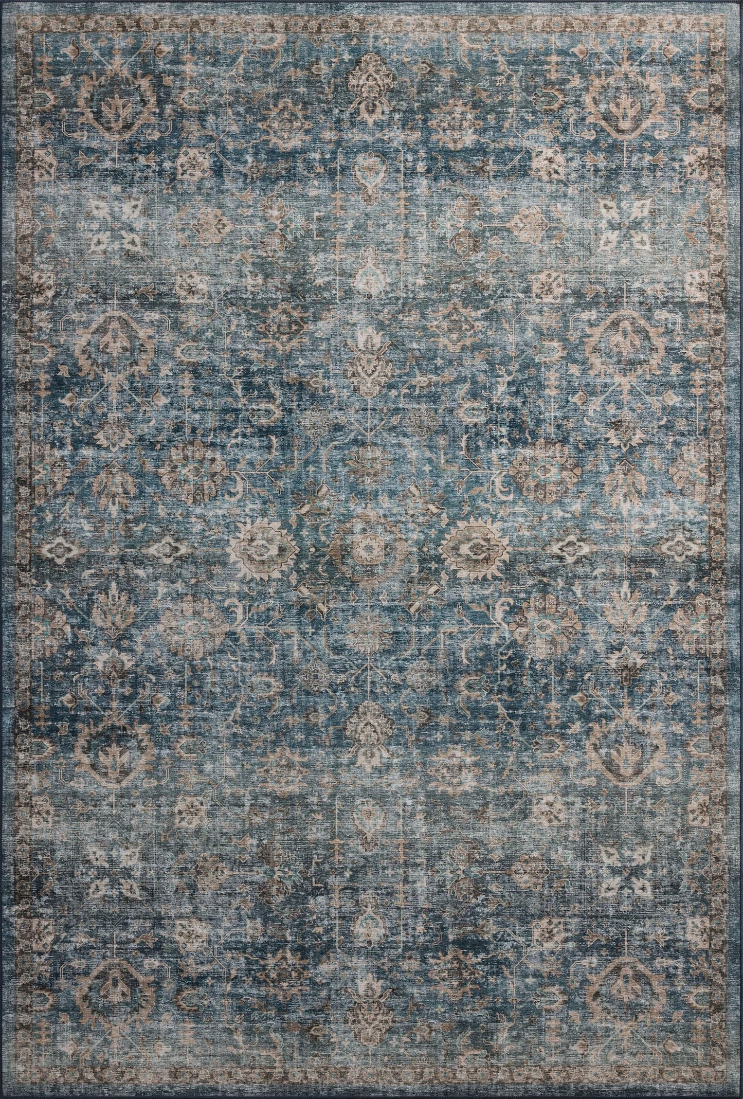 Loloi Anniston Collection ANS-02 Lagoon/Natural 5'-0" x 7'-6" Machine Wash Area Rug