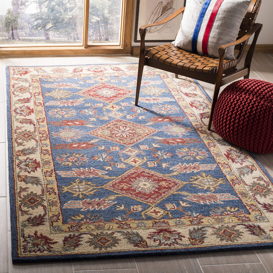 SAFAVIEH Antiquity Collection Accent Rug - 3' x 5', Blue & Red, Handmade Traditional Oriental Wool, Ideal for High Traffic Areas in Entryway, Living Room, Bedroom (AT506M)