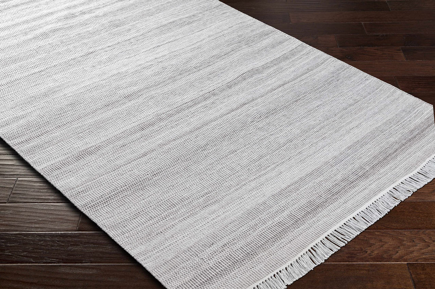Hauteloom Samos Recycled Material Living Room, Bedroom Area Rug - Striped Ombre Faded - Contemporary Modern Minimalist Farmhouse Transitional - Cream, Dark Brown, Light Slate, Gray, Beige - 2' x 3'