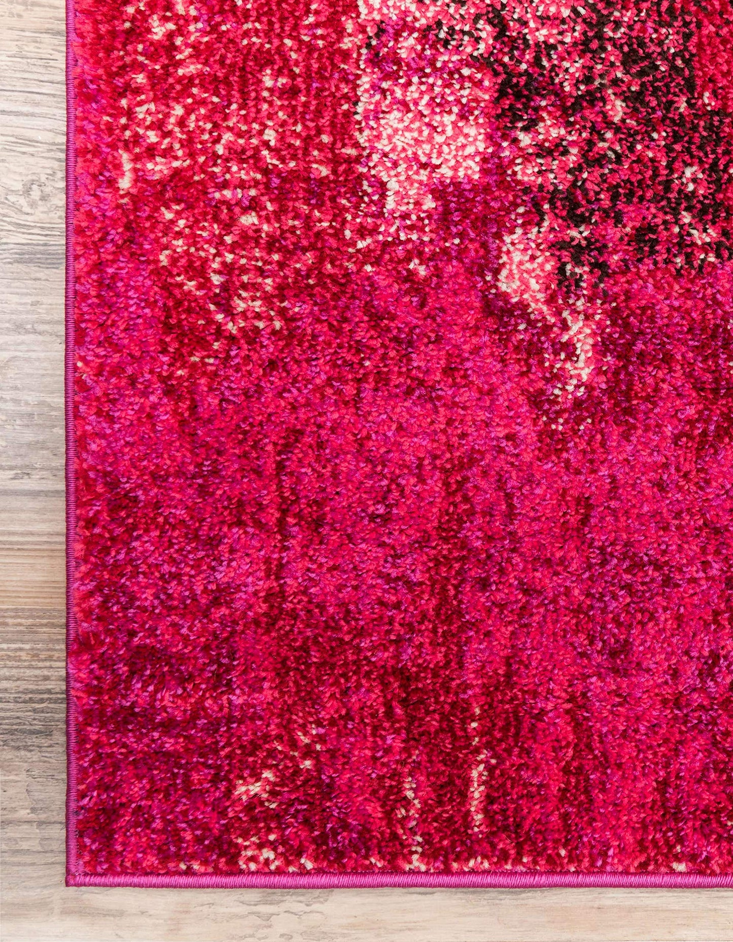 Unique Loom Jardin Collection Colorful, Vibrant, Abstract Watercolor Area Rug (6' 0 x 9' 0 Rectangular, Pink/ Red)