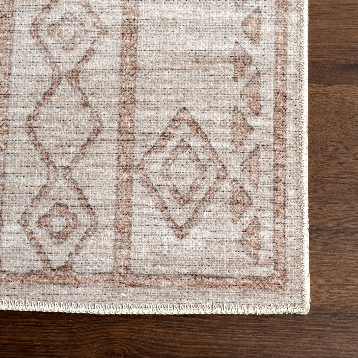 nuLOOM 5' x 8' Green Haven Collection Indoor Area Rug, Recycled Cotton, Machine Washable, Stitched Edging, Flat Woven, Silvana Taupe