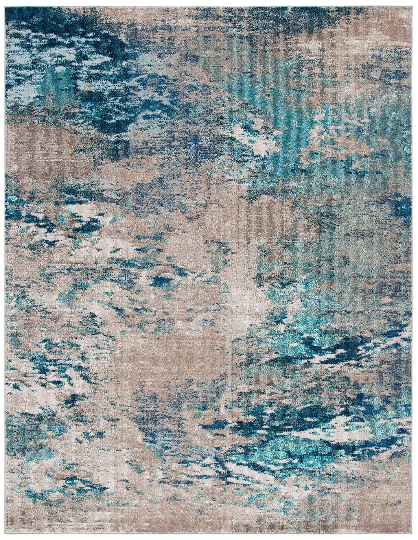 SAFAVIEH Madison Collection Area Rug - 10' x 14', Blue & Grey, Modern Boho Abstract Design, Non-Shedding & Easy Care, Ideal for High Traffic Areas in Living Room, Bedroom (MAD440M)