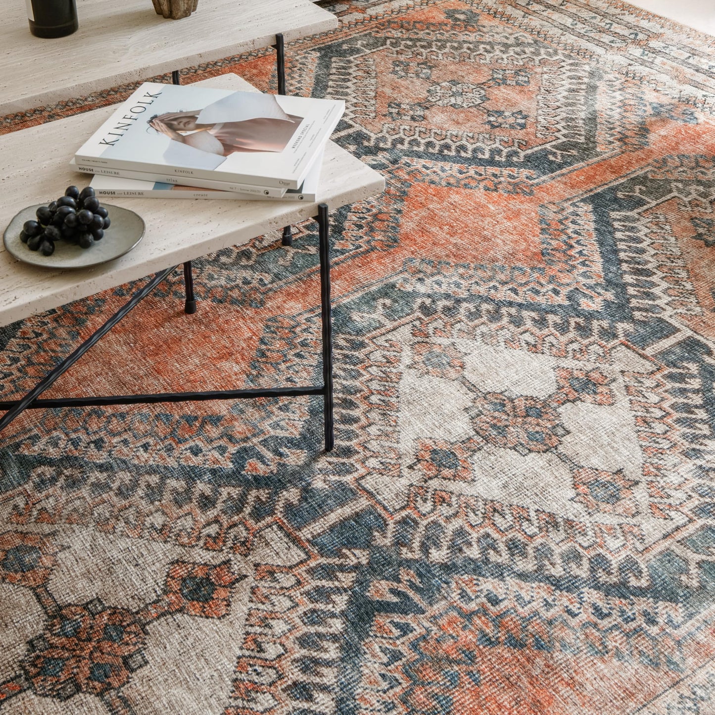 KNOTTING MATTERS Knot Tangelo 5’ x 8’ Area Rug – Tangelo Orange & Clay Heritage Flatweave, Low-Pile – Easy Clean Area Rug – Perfect for Living Room, Dining Room, Bedroom – Pet & Kid Friendly