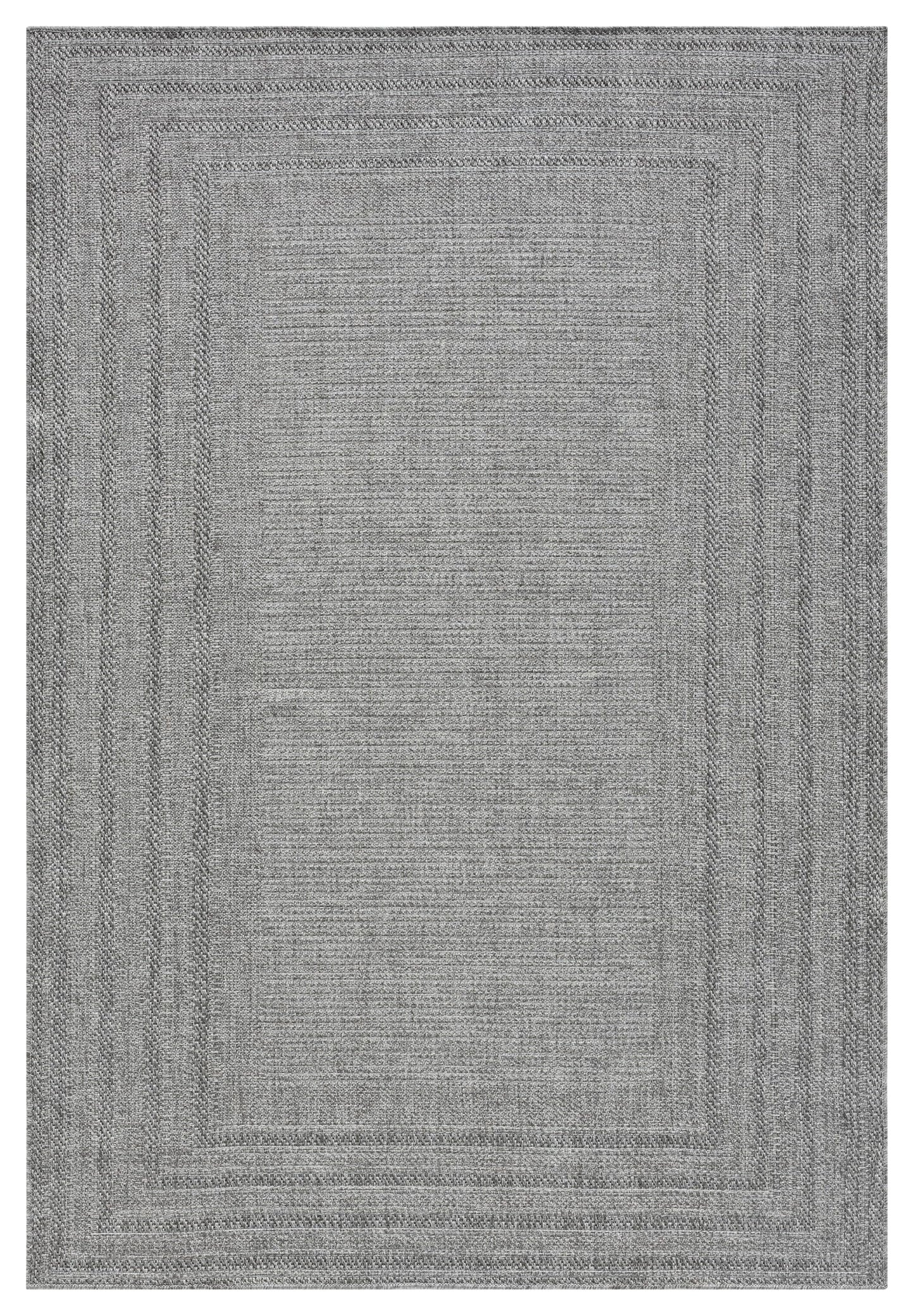 RUGGERRUGS Berry Easy Jute Indoor Outdoor Rug, 5x7 Neutral Bordered Jute Look, Weather Resistant, Easy Care, Lightweight Outdoor Farmhouse Carpet for Patio, Porch, Living Room (5' x 7', Gray)