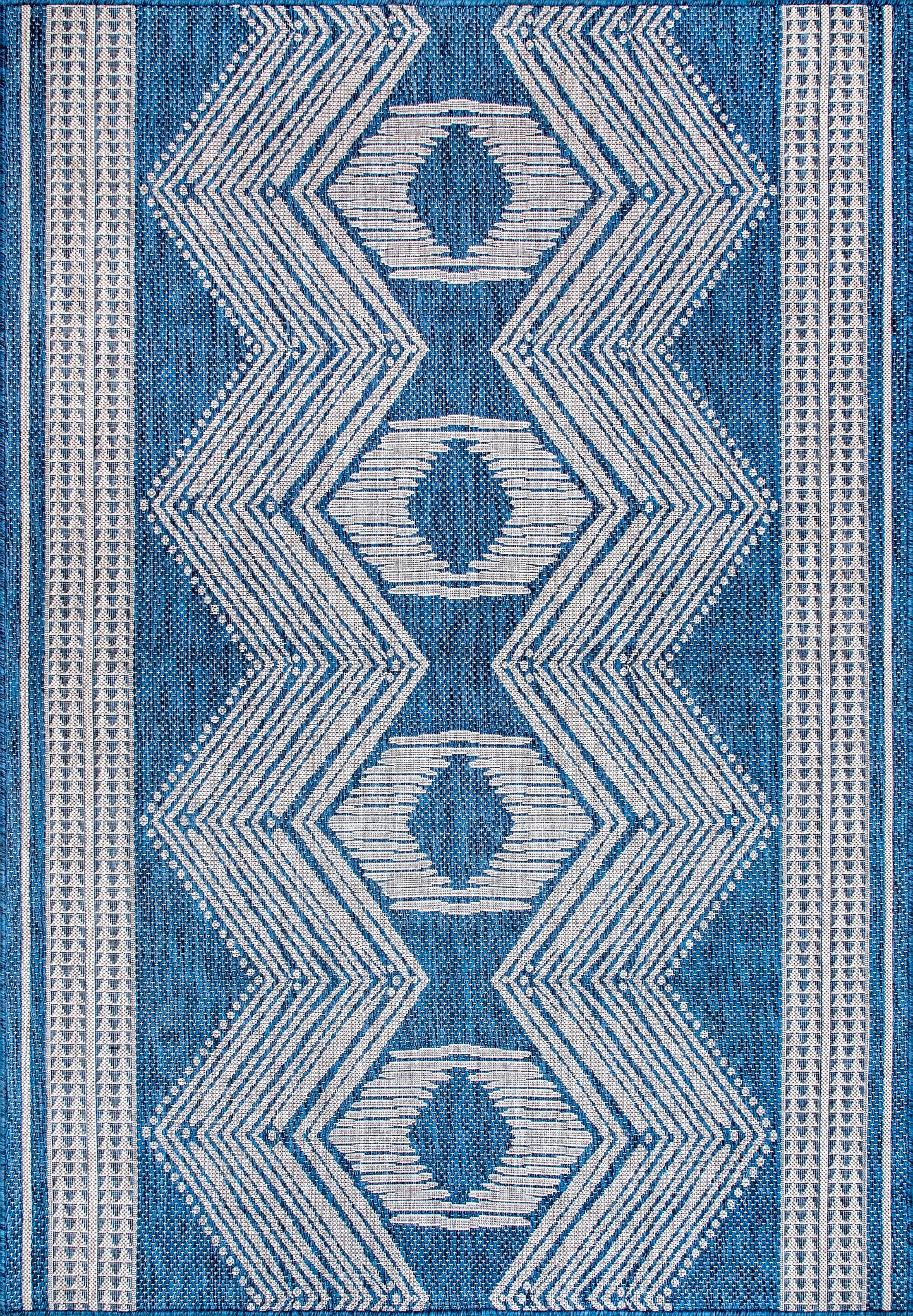 Nuloom Ranya Blue/Ivory, 4' x 6', Tribal Geometric, Soft and Cozy, High Traffic, Stain Resistant, Easy Clean, Durable Area Rug for Indoor/Outdoor Patio, Deck, Porch, Garden, Courtyard