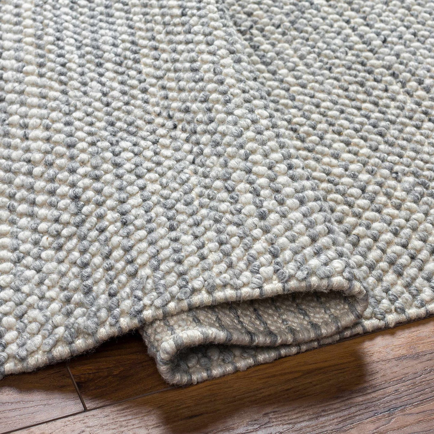 Hauteloom Alfie Recycled Material Living Room, Bedroom Area Rug - Contemporary - Light Gray, Cloud Gray, Eggplant - 2' x 3'