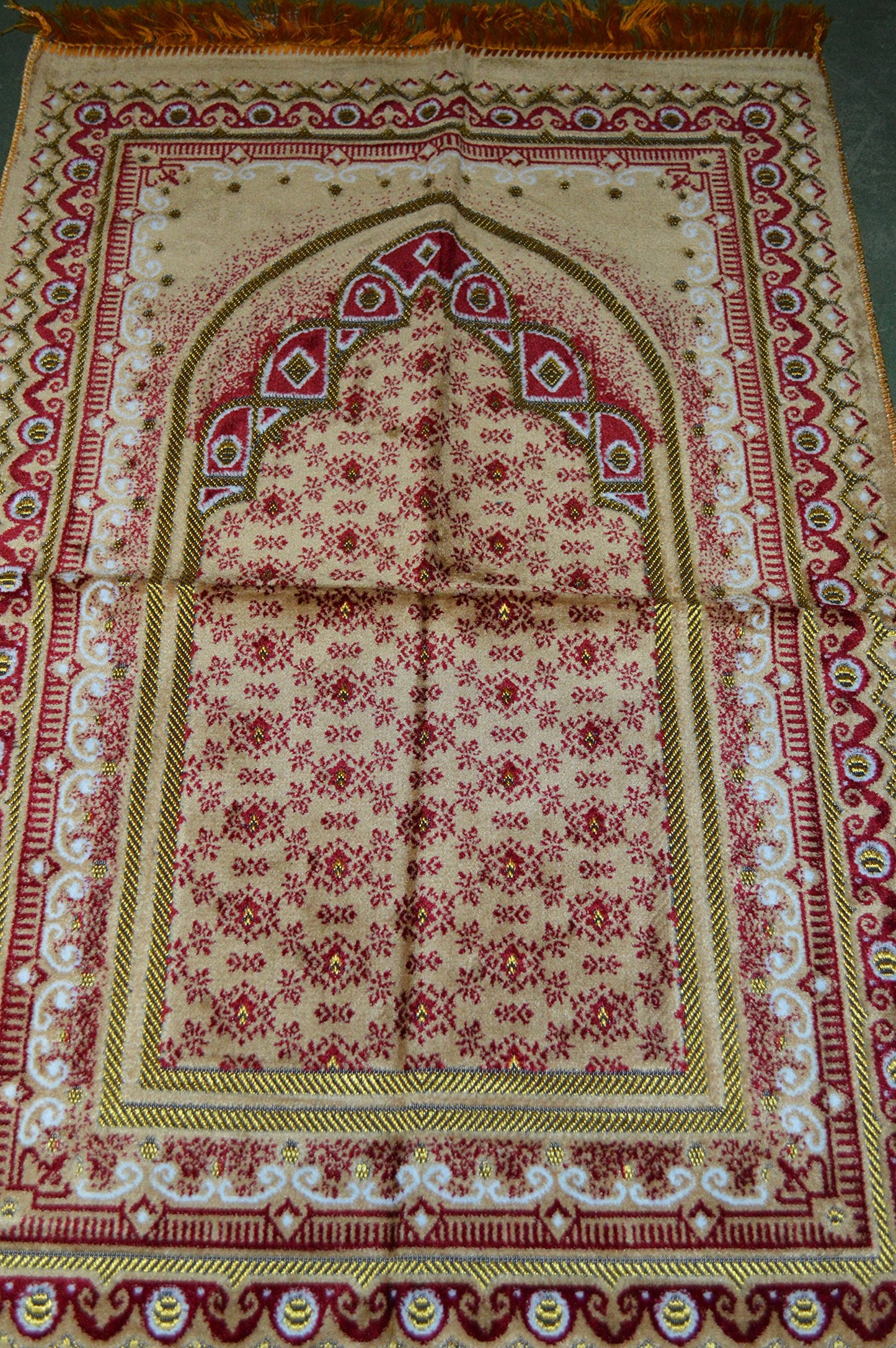 Prayer Rug Carpet Islamic Muslim Salah Meditation Mat Turkish Exquisite Beige