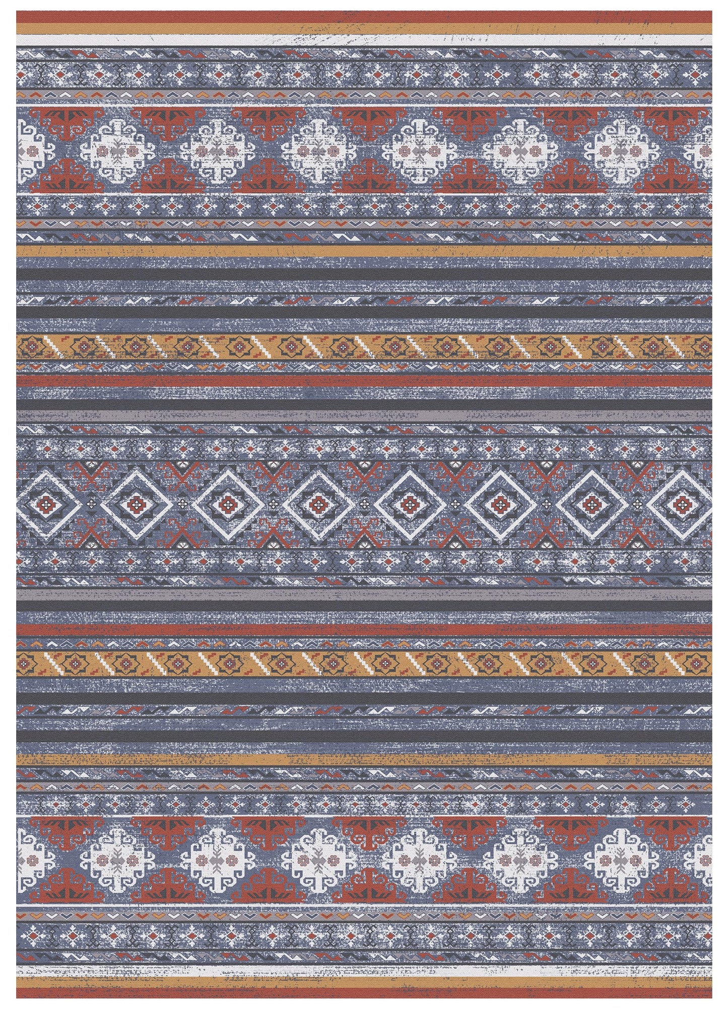 RUGSURE Washable Area Rugs 6' x 9' - 1/6 Thick - Moroccan-Inspired -Stain & Water Resistant Non-Slip - Resistant Rug for Living Room, Bedroom, Nursery, Pet & Child Friendly (Blue and Red)