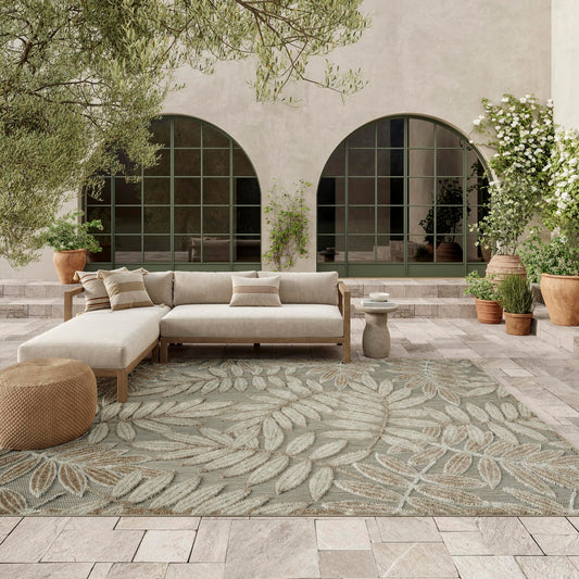Nourison Home Aloha Natural 7' x 10' Area Rug - Easy Clean, Non Shedding, Bed Room, Living Room, Dining Room, Kitchen (7' x 10')