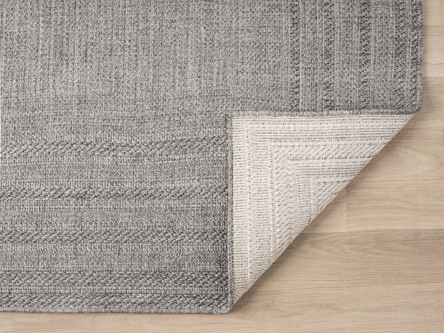 RUGGERRUGS Berry Easy Jute Indoor Outdoor Rug, 5x7 Neutral Bordered Jute Look, Weather Resistant, Easy Care, Lightweight Outdoor Farmhouse Carpet for Patio, Porch, Living Room (5' x 7', Gray)