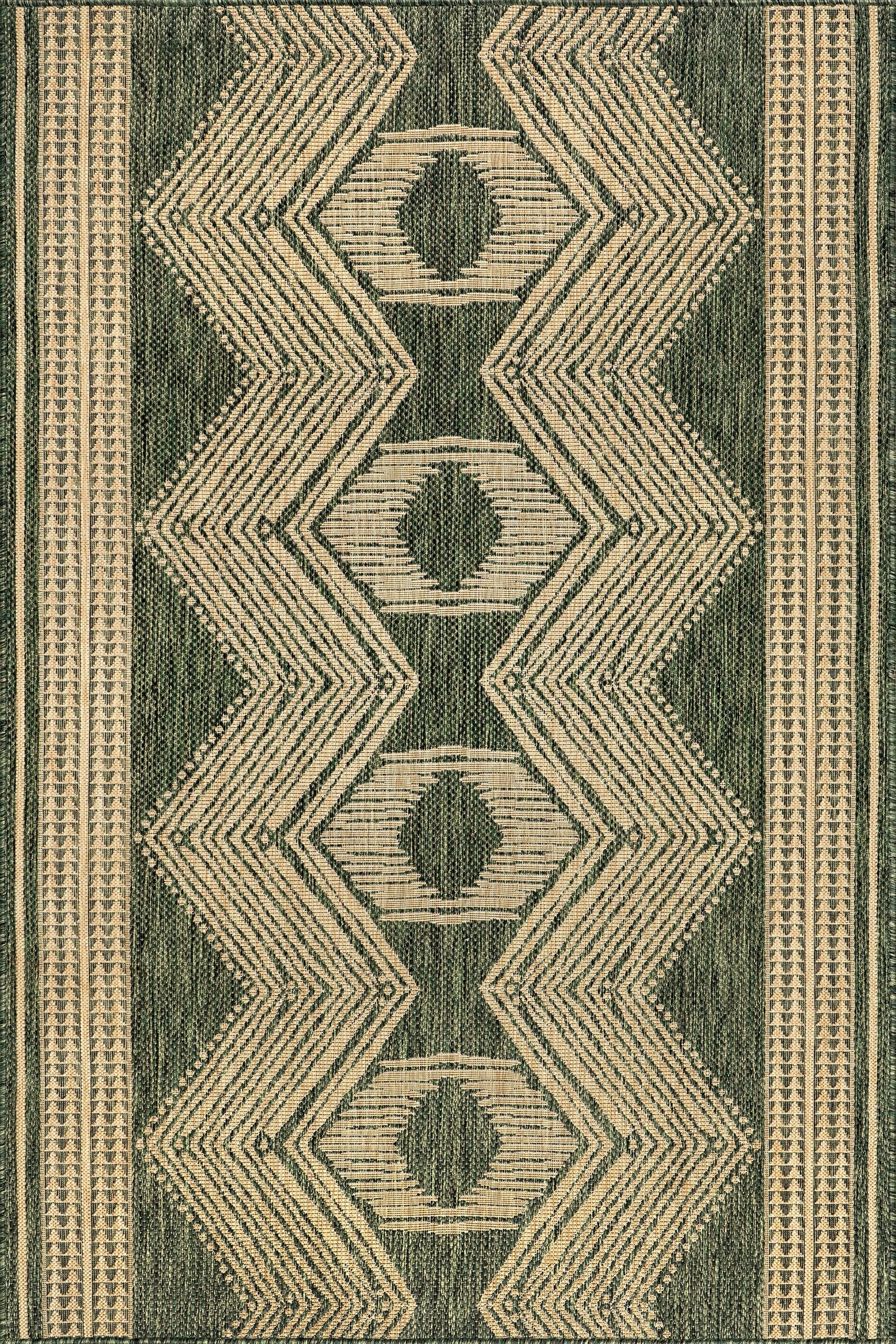 Nuloom Ranya Green/Ivory, 4' x 6', Tribal Geometric, Soft and Cozy, High Traffic, Stain Resistant, Easy Clean, Durable Area Rug for Indoor/Outdoor Patio, Deck, Porch, Garden, Courtyard