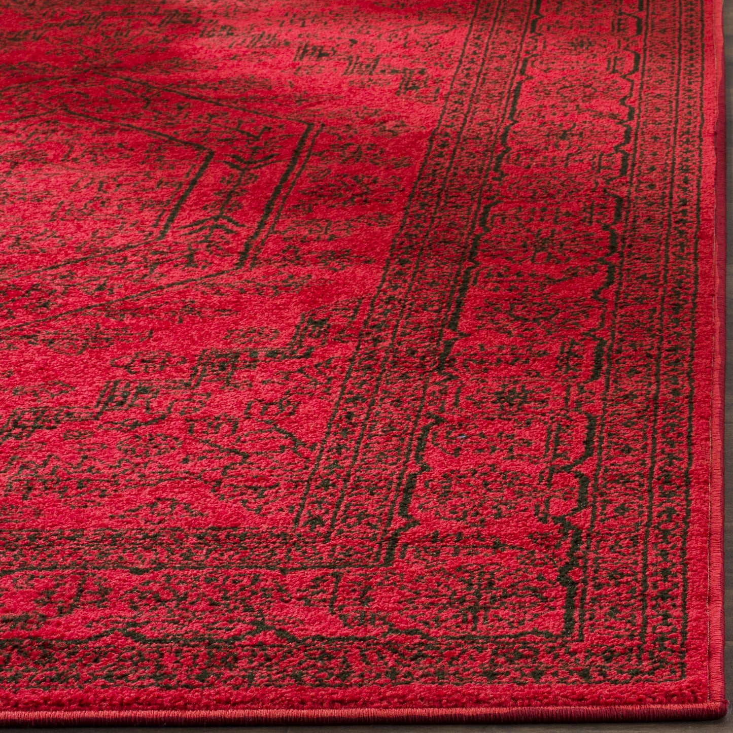 SAFAVIEH Adirondack Collection Area Rug - 6' Square, Red & Black, Oriental Medallion Design, Non-Shedding & Easy to Clean, Ideal for Living Room, Bedroom, Dining Space (ADR108F)