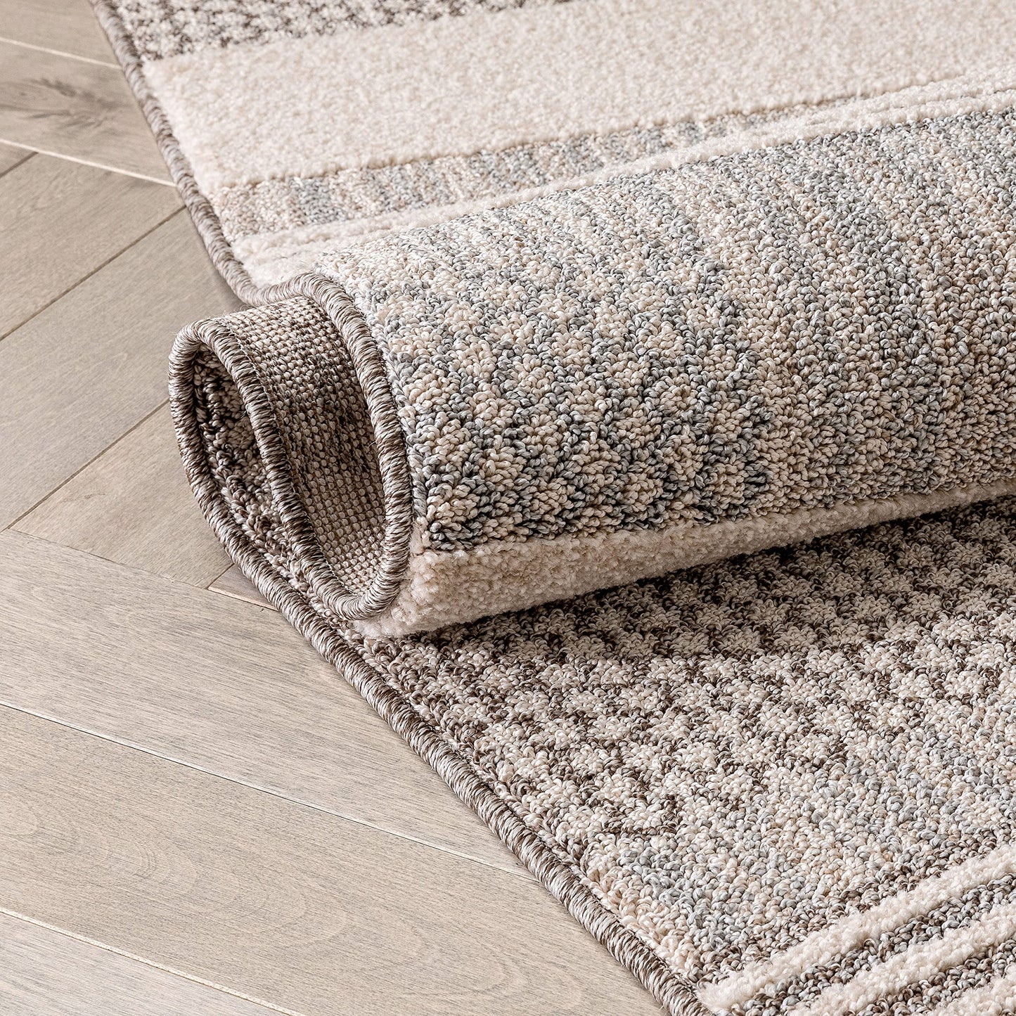Well Woven Harlow Collection Briar Beige - Modern Tribal Minimalist Geometric 5x7 Area Rug - Ideal for Living Room, Dining Room & Bedroom - Durable, Stain Resistant & Easy to Clean