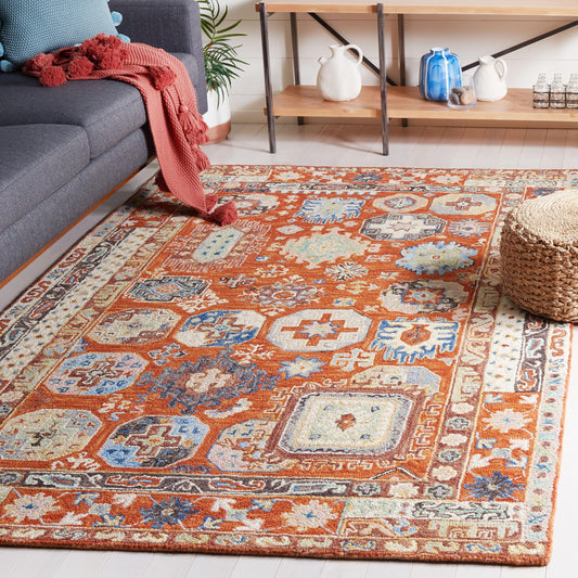 SAFAVIEH Aspen Collection Area Rug - 3' x 5', Rust & Ivory, Handmade Wool, Boho Tribal Design, Ideal for High Traffic Areas in Living Room, Bedroom, Dining (APN305P-3)