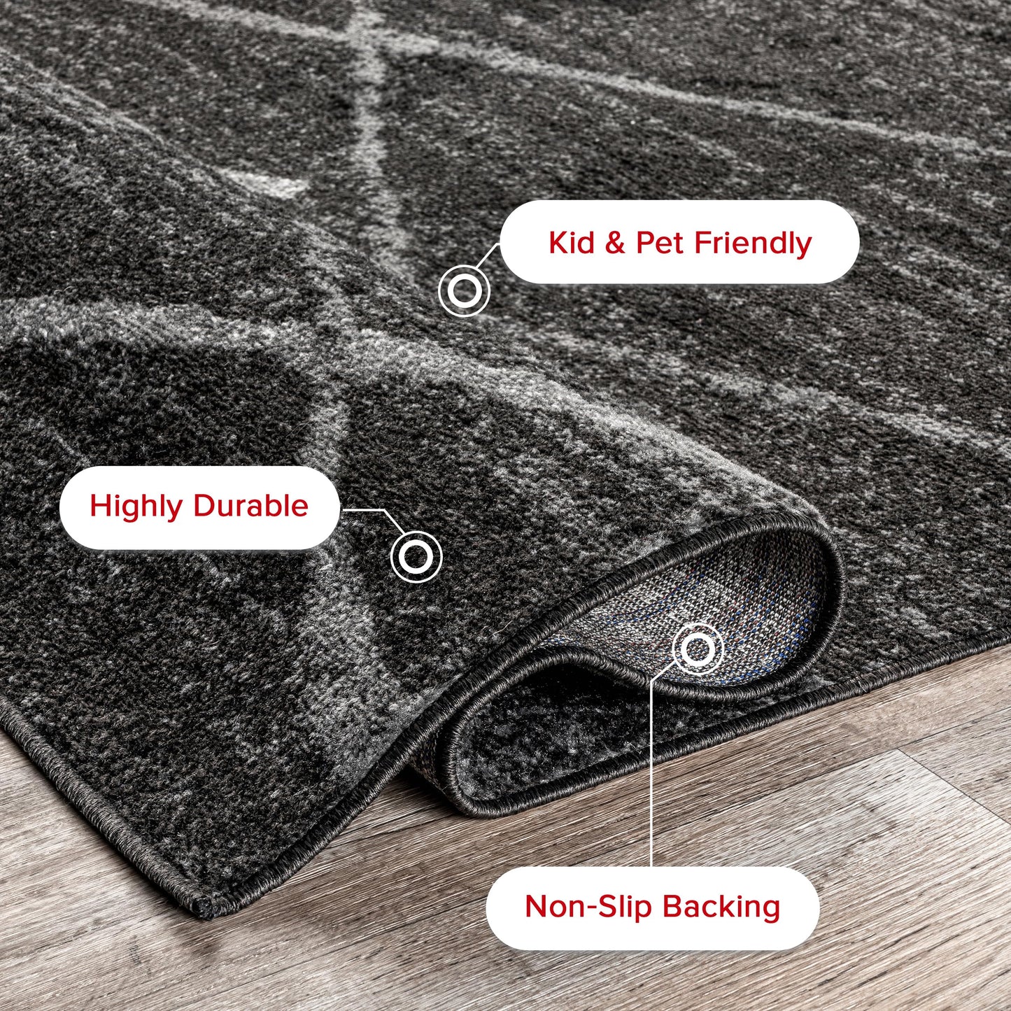 Nuloom Thigpen Charcoal/Grey, 7'6" x 9'6", Soft and Cozy, High Traffic, Stain Resistant, Easy Clean, Non-Shed, Durable Area Rug for Bedroom, Living Room, Dining Space, Den, Foyer, Entryway