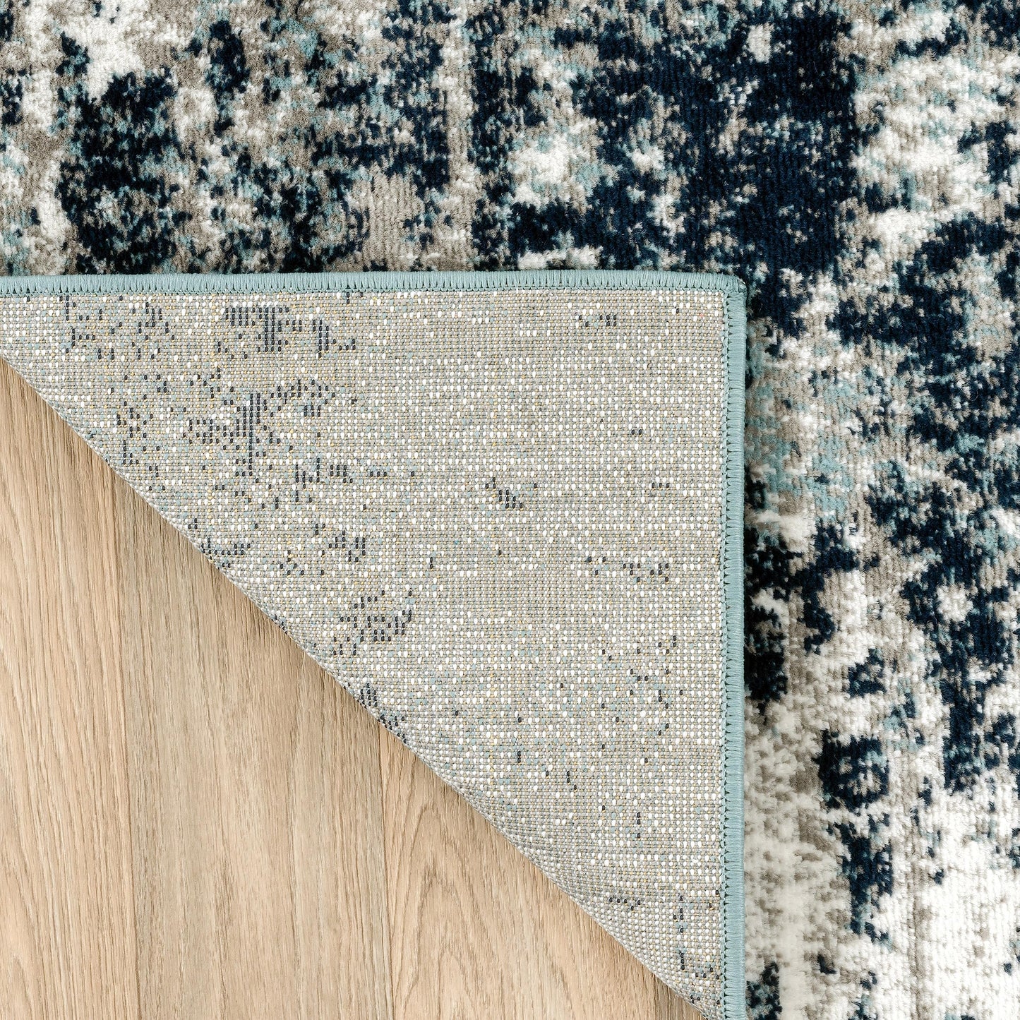 Rugshop Modern Distressed Blue Abstract Oval Area Rug Bohemian Inspired for Dining Room, Living Room and Bedroom 5' x 7' Oval