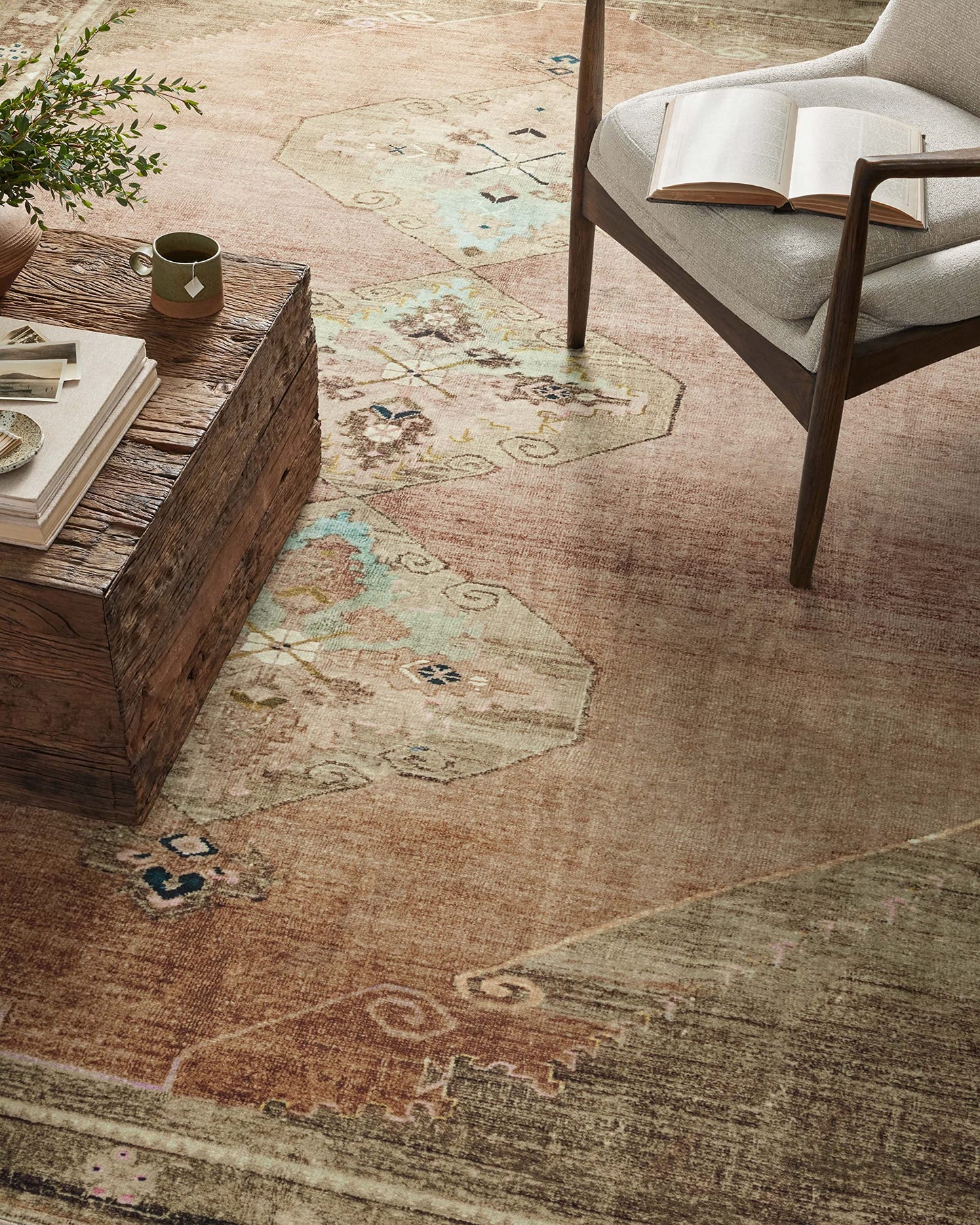 Loloi Magnolia Home by Joanna Gaines Sinclair Collection SIN-06 Clay/Tobacco 8'-6" x 11'-6", .25" Pile Height, Machine Washable, Area Rug