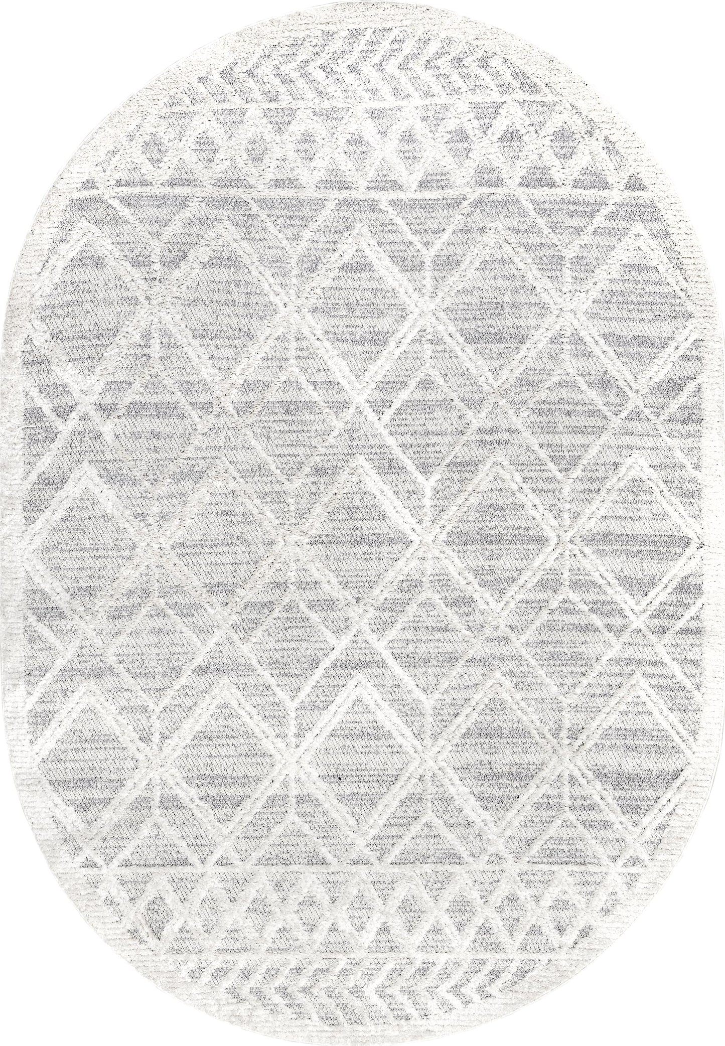 nuLOOM Oval 4x6 Ansley Moroccan Tassel Area Rug, Light Grey, High-Low Textured Bohemian Design, Plush High Pile, Stain Resistant, For Bedroom, Living Room, Hallway, Entryway