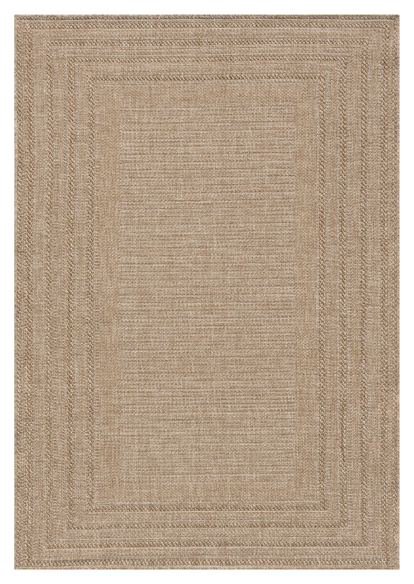 RUGGERRUGS Berry Easy Jute Indoor Outdoor Rug, 4x6 Neutral Bordered Jute Look, Weather Resistant, Easy Care, Lightweight Outdoor Farmhouse Carpet for Patio, Porch, Living Room (4' x 6', Natural)