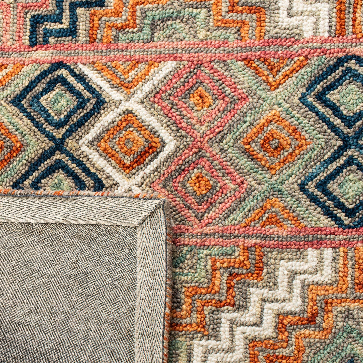 SAFAVIEH Aspen Collection Area Rug - 5' x 8', Orange & Fuchsia, Handmade Boho Wool, Ideal for High Traffic Areas in Living Room, Bedroom (APN279P)
