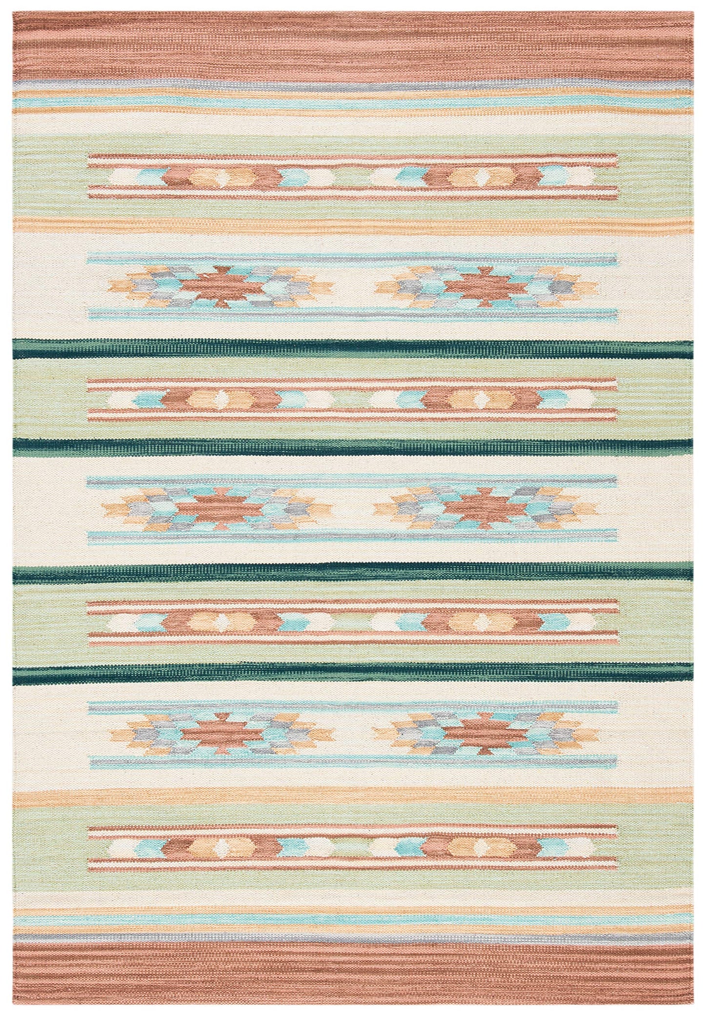 SAFAVIEH Cotton Kilim Collection Accent Rug - 4' x 6', Brown & Ivory, Handmade Southwestern Boho Tribal Cotton, Ideal for High Traffic Areas in Entryway, Living Room, Bedroom (KLC301T)