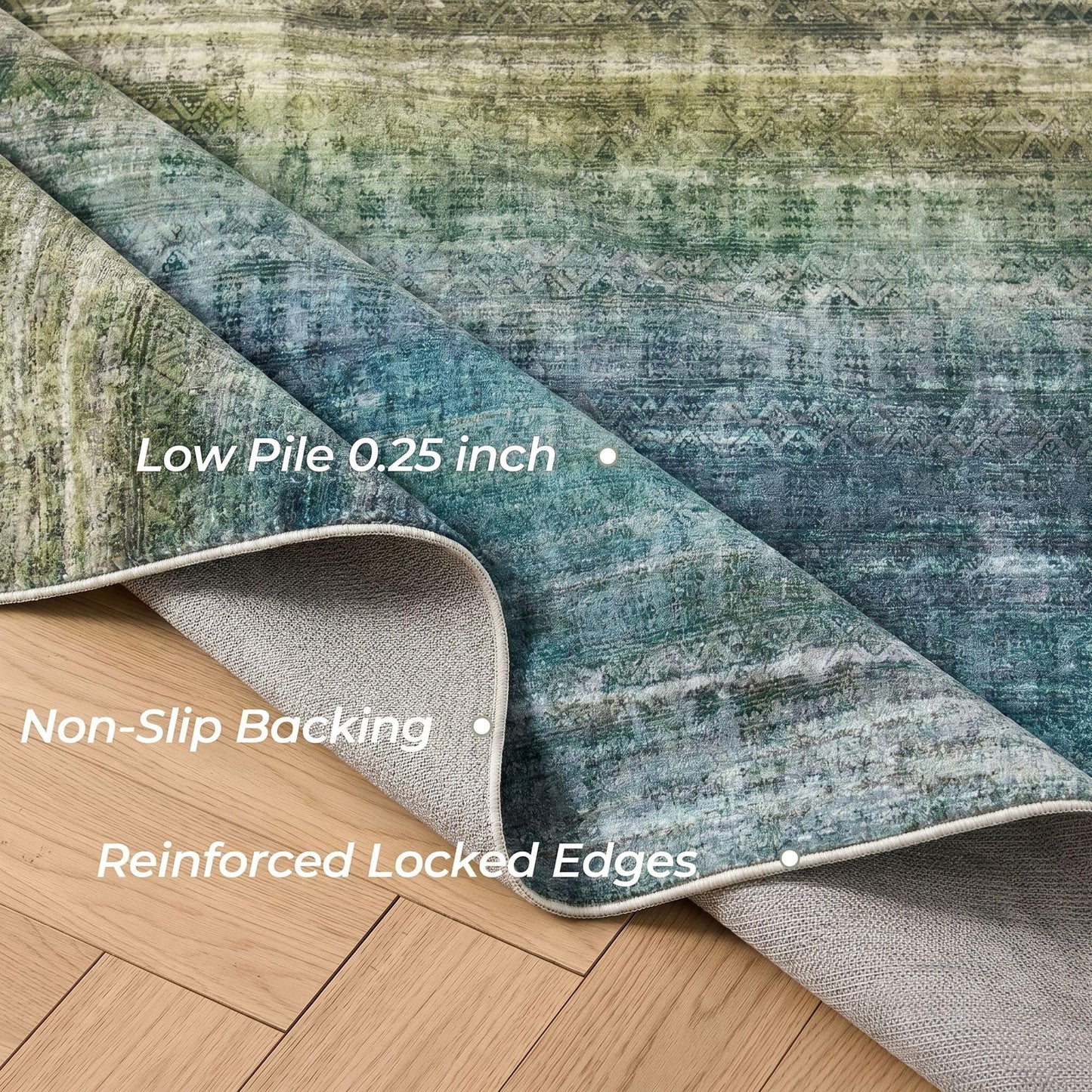 Kokia Abstract Teal Area Rug Living Room 5x7 Colorful Washable Large Rug Bedroom Living Room Under Dining Table Soft Non Slip Stain Resistant Carpet Room Decor, Blue and Green