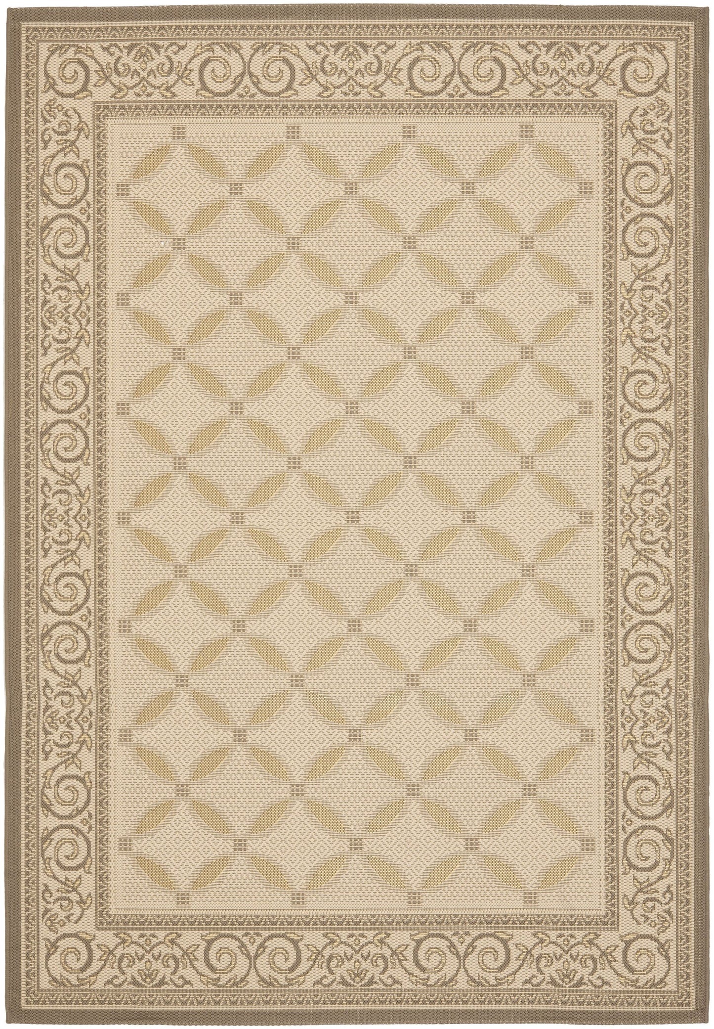 SAFAVIEH Washable Rug Outdoor Courtyard Collection - 5'3" x 7'7", Dark Beige & Beige, Non-Shedding & Easy Cleaning, Ideal for Patio, Backyard, Mudroom (CY7107-79A21)