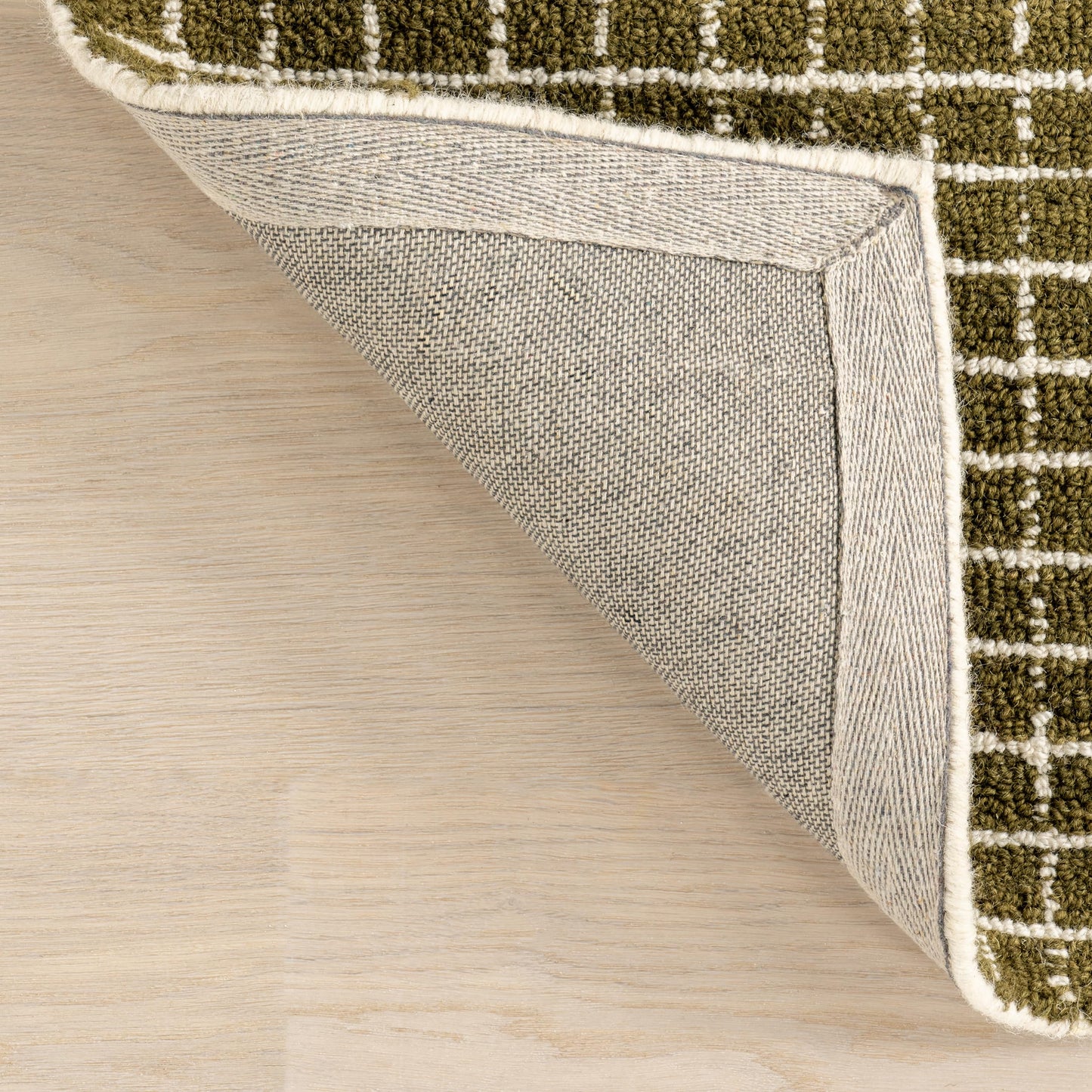 Rugs USA Melrose Moss/Ivory, 6' x 9', Handmade, Checked, Wool, Soft and Cozy, High Traffic, Stain Resistant, Easy Clean, Durable Area Rug for Bedroom, Living Room, Dining, Den, Entryway