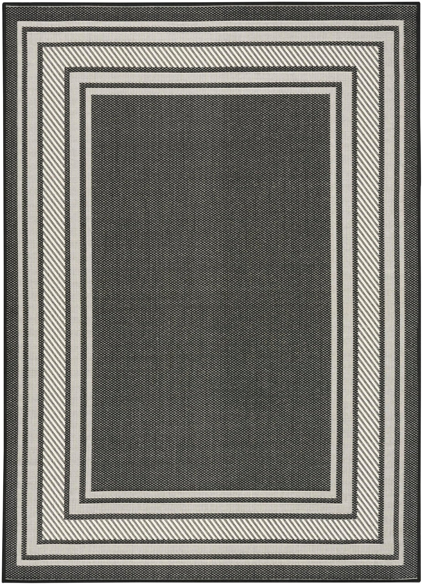 Nourison Home Horizon Indoor/Outdoor Black 4' x 6' Area Rug - Easy Clean, Non Shedding, Bed Room, Living Room, Dining Room, Kitchen (4' x 6')