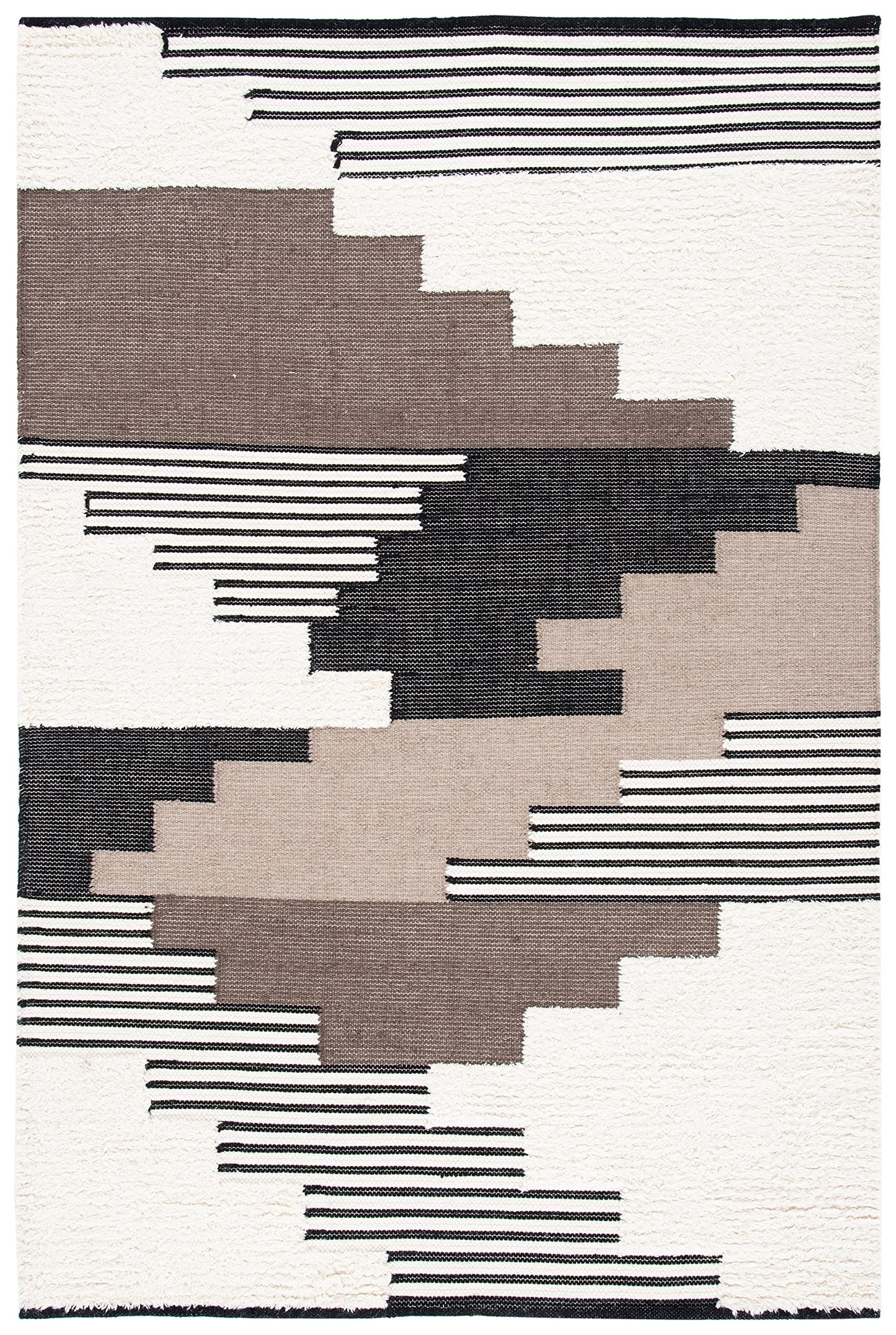 SAFAVIEH Kenya Collection Accent Rug - 4' x 6', Black & Ivory, Handmade Southwestern Wool, Ideal for High Traffic Areas in Entryway, Living Room, Bedroom (KNY278Z)