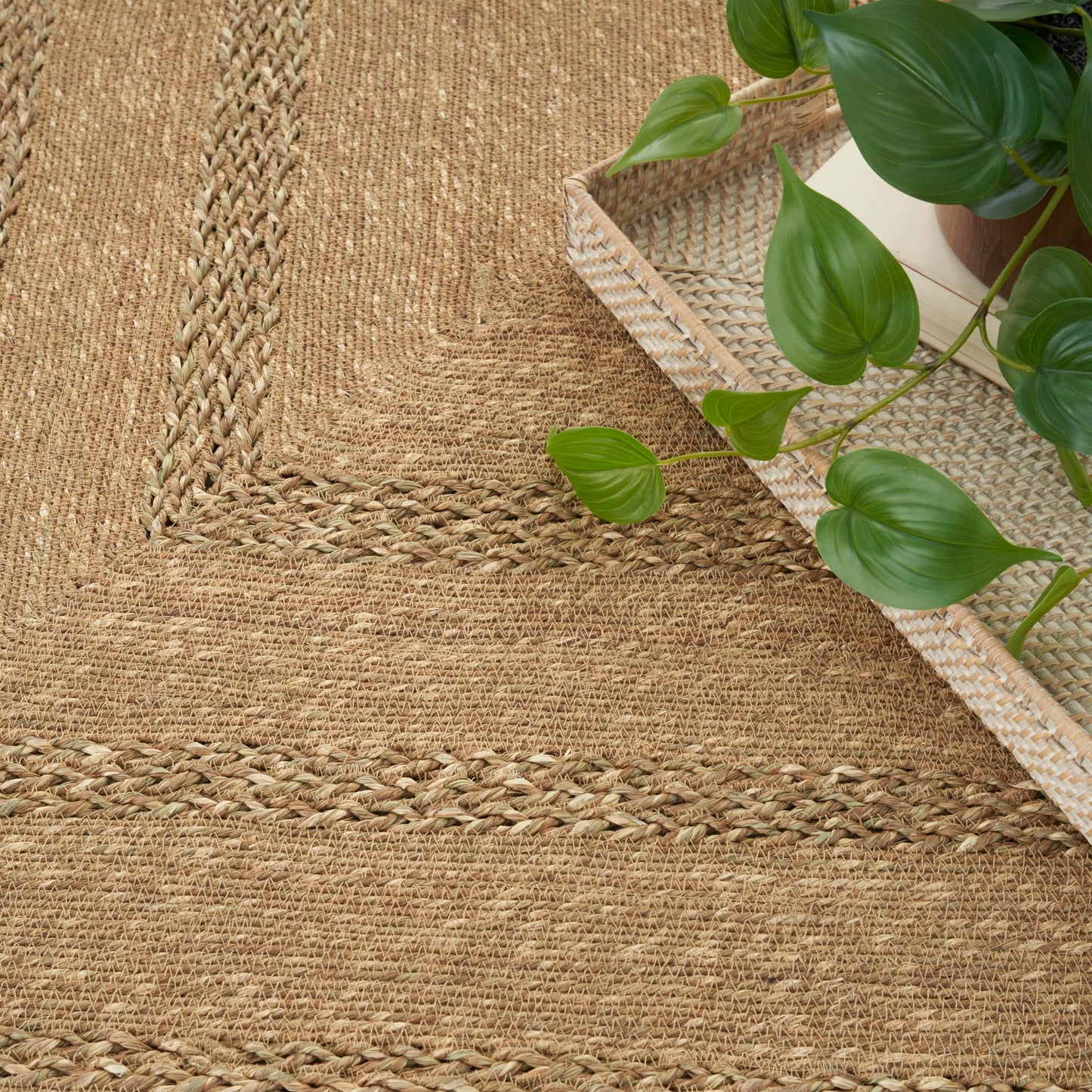 Nourison Home Natural Seagrass Natural 4' x 6' Area Rug - Easy Clean, Non Shedding, Bed Room, Living Room, Dining Room, Kitchen (4' x 6')