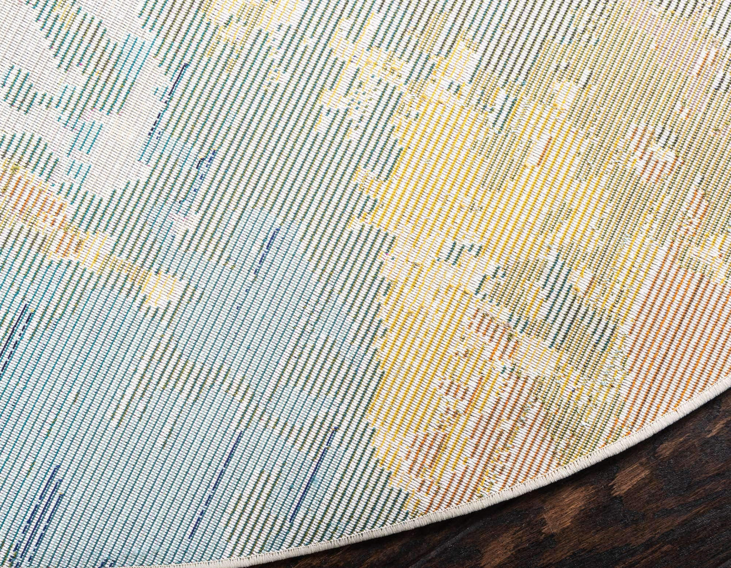Unique Loom Estrella Collection Colorful, Abstract, Floral, Watercolors, Modern, Distressed Area Rug (6' 0 x 6' 0 Round, Multi/Pink)