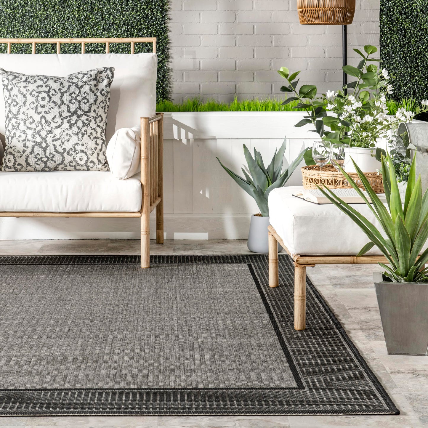 nuLOOM 3' x 5' Outdoor Performance Area Rug, OEKO-TEX Certified, Weather Resistant, High Traffic, Patio, Balcony, Outside, Gris Grey