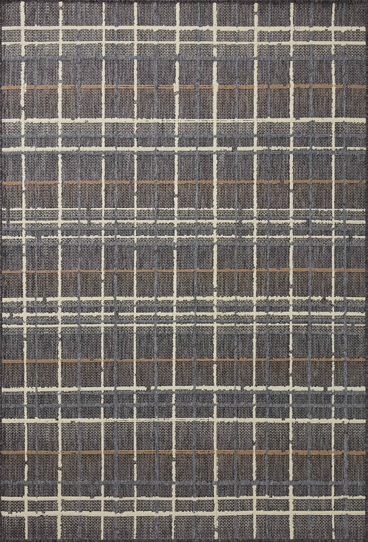Loloi II Rainier Collection RAI-11 Indoor/Outdoor, Charcoal/Multi 5'-3" x 7'-7" Area Rug