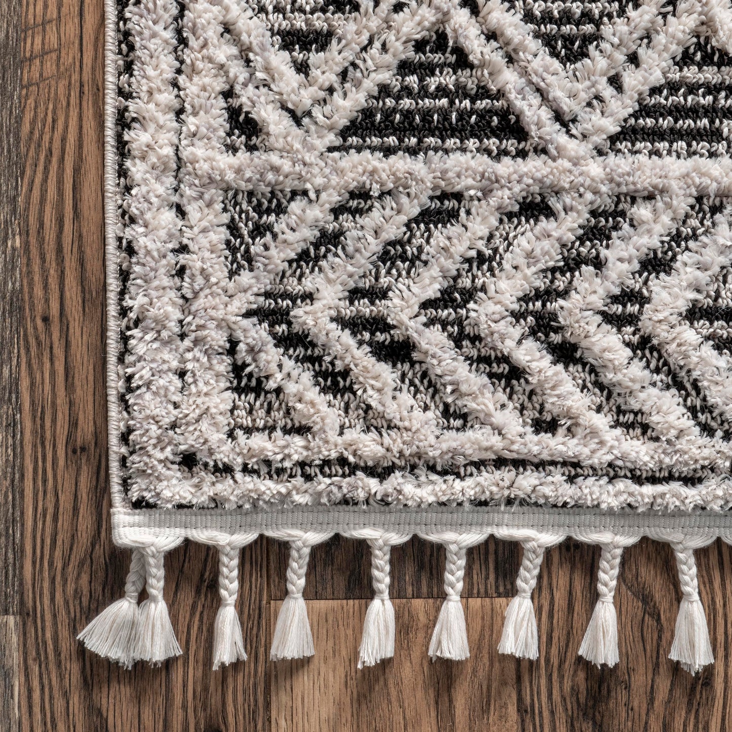nuLOOM 8x11 Ansley Moroccan Tassel Area Rug, Grey, High-Low Textured Bohemian Design, Plush High Pile, Stain Resistant, For Bedroom, Living Room, Hallway, Entryway